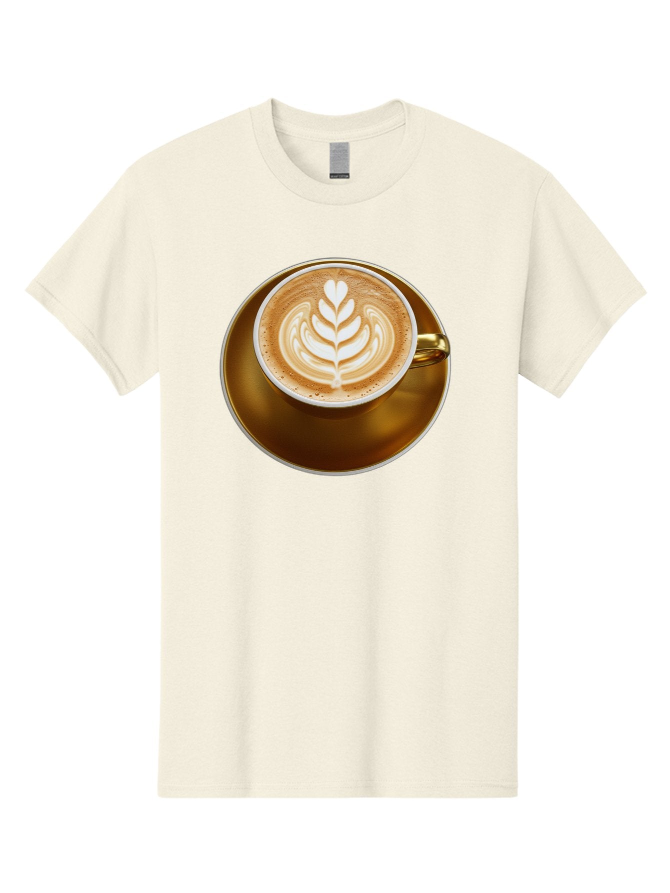 Cappuccino-Coffee Men'S Graphic Tee, 100% Cotton, Comfortable Casual Summer Wear, Machine Washable, Latte Art, Coffee Design, Leaf Pattern, Heart Shape, Coffee Cup, Saucer, Coffee Culture, Specialty Coffee, Espresso Art, Crema, Coffee Time Baa251 6