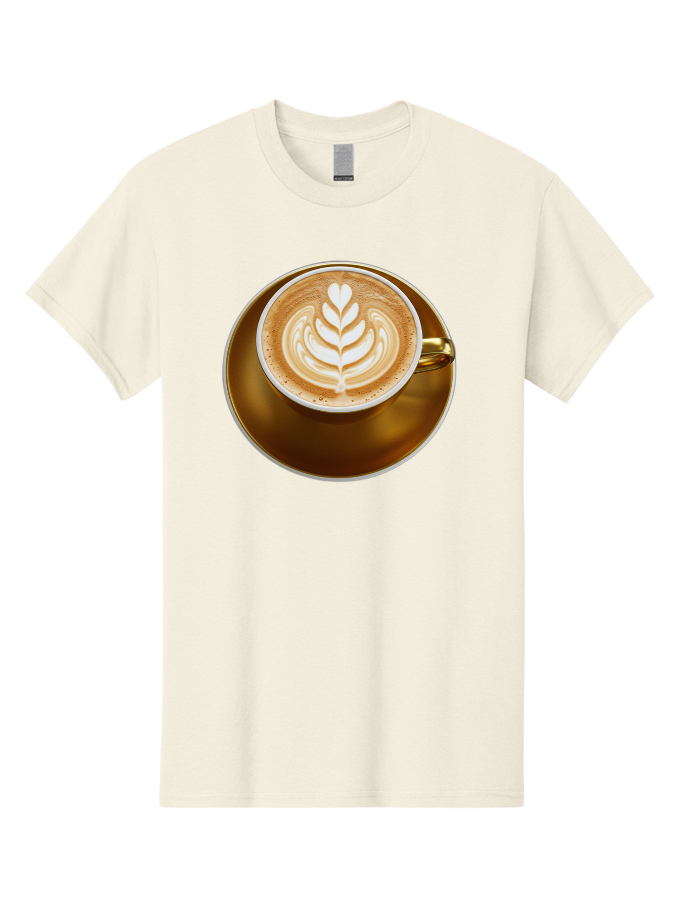 Cappuccino-Coffee Men'S Graphic Tee, 100% Cotton, Comfortable Casual Summer Wear, Machine Washable, Latte Art, Coffee Design, Leaf Pattern, Heart Shape, Coffee Cup, Saucer, Coffee Culture, Specialty Coffee, Espresso Art, Crema, Coffee Time Baa251 13