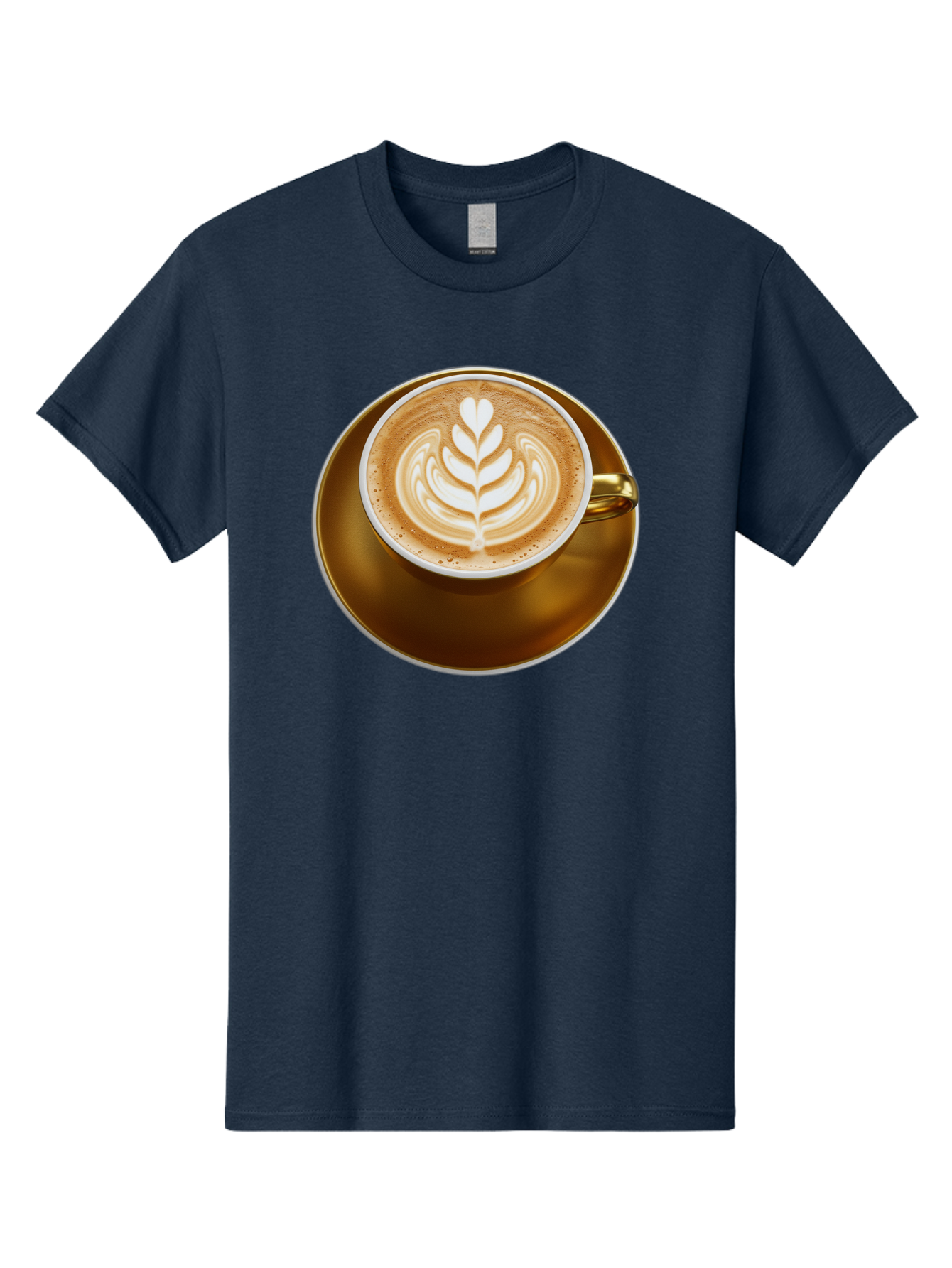 Cappuccino-Coffee Men'S Graphic Tee, 100% Cotton, Comfortable Casual Summer Wear, Machine Washable, Latte Art, Coffee Design, Leaf Pattern, Heart Shape, Coffee Cup, Saucer, Coffee Culture, Specialty Coffee, Espresso Art, Crema, Coffee Time Baa251 5