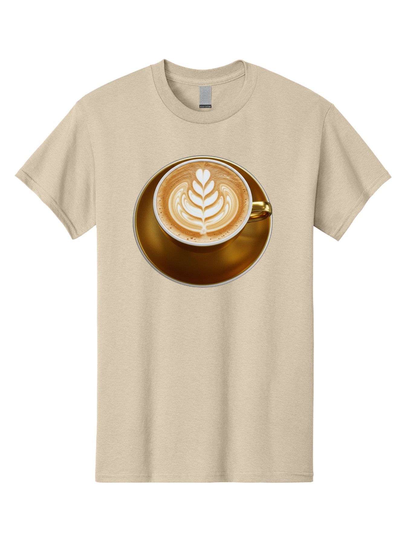 Cappuccino-Coffee Men'S Graphic Tee, 100% Cotton, Comfortable Casual Summer Wear, Machine Washable, Latte Art, Coffee Design, Leaf Pattern, Heart Shape, Coffee Cup, Saucer, Coffee Culture, Specialty Coffee, Espresso Art, Crema, Coffee Time Baa251 9