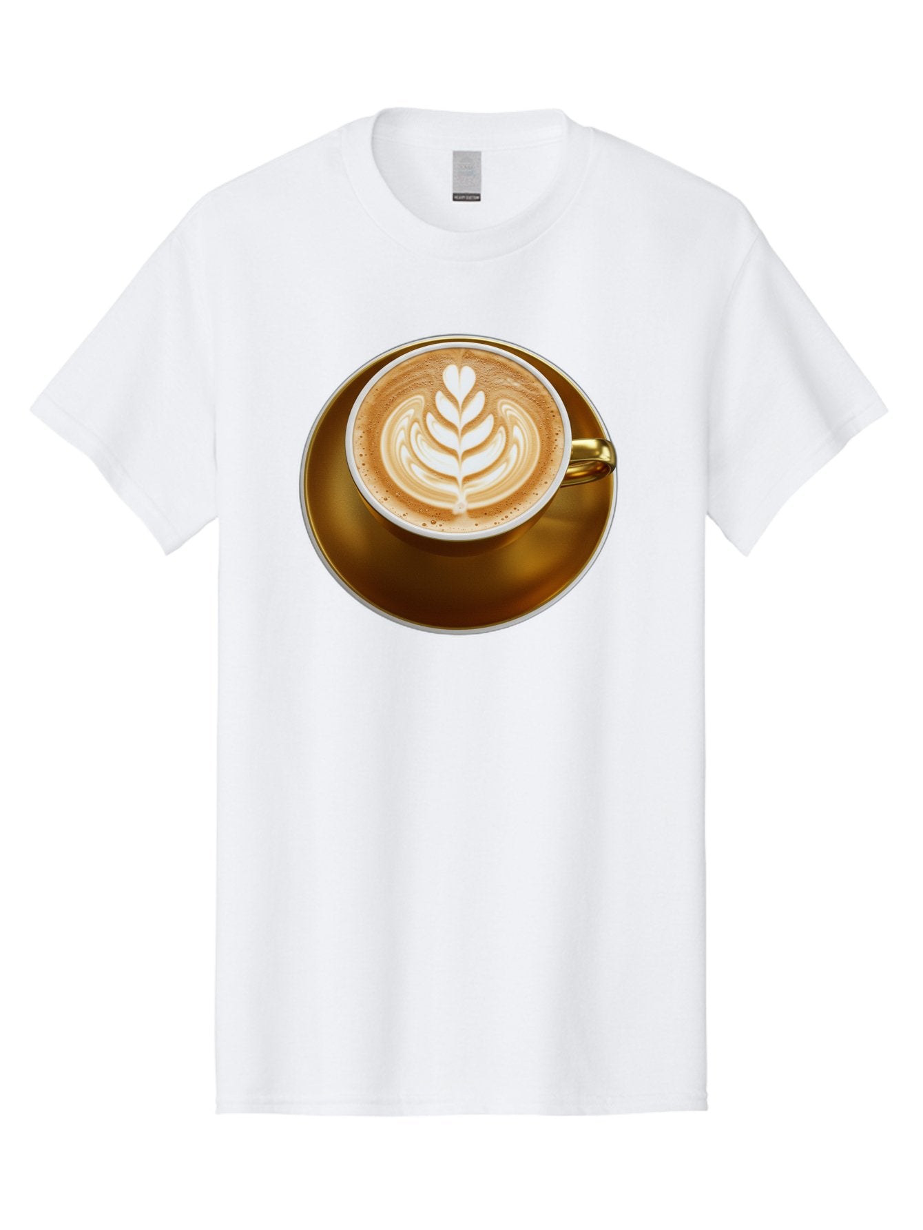 Cappuccino-Coffee Men'S Graphic Tee, 100% Cotton, Comfortable Casual Summer Wear, Machine Washable, Latte Art, Coffee Design, Leaf Pattern, Heart Shape, Coffee Cup, Saucer, Coffee Culture, Specialty Coffee, Espresso Art, Crema, Coffee Time Baa251 4