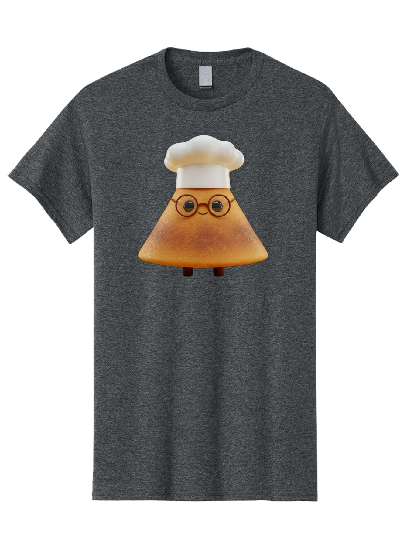 Caramel-Macchiato Men'S Graphic Tee, 100% Cotton, Comfortable Casual Summer Wear, Machine Washable, Cartoon Chef, Triangular Chef, Chef Hat, Round Glasses, Smiling Face, Black Eyes, Chef Character, Kitchen Staff, Cooking, Funny Character, Baa252
