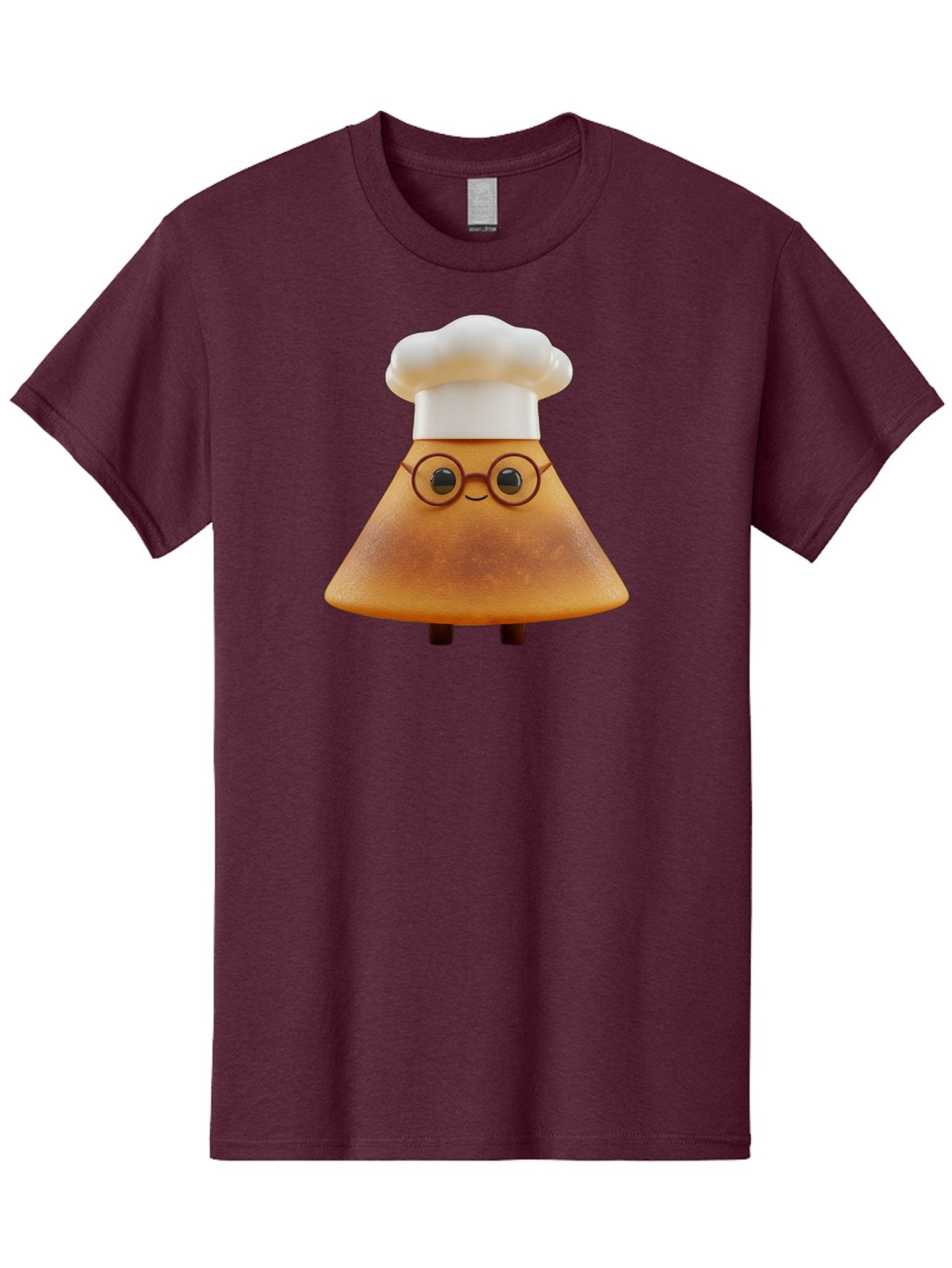 Caramel-Macchiato Men'S Graphic Tee, 100% Cotton, Comfortable Casual Summer Wear, Machine Washable, Cartoon Chef, Triangular Chef, Chef Hat, Round Glasses, Smiling Face, Black Eyes, Chef Character, Kitchen Staff, Cooking, Funny Character, Baa252 13