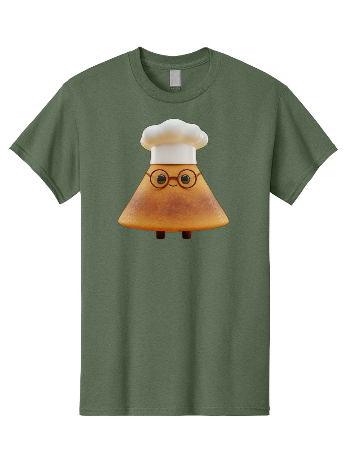 Caramel-Macchiato Men'S Graphic Tee, 100% Cotton, Comfortable Casual Summer Wear, Machine Washable, Cartoon Chef, Triangular Chef, Chef Hat, Round Glasses, Smiling Face, Black Eyes, Chef Character, Kitchen Staff, Cooking, Funny Character, Baa252 3