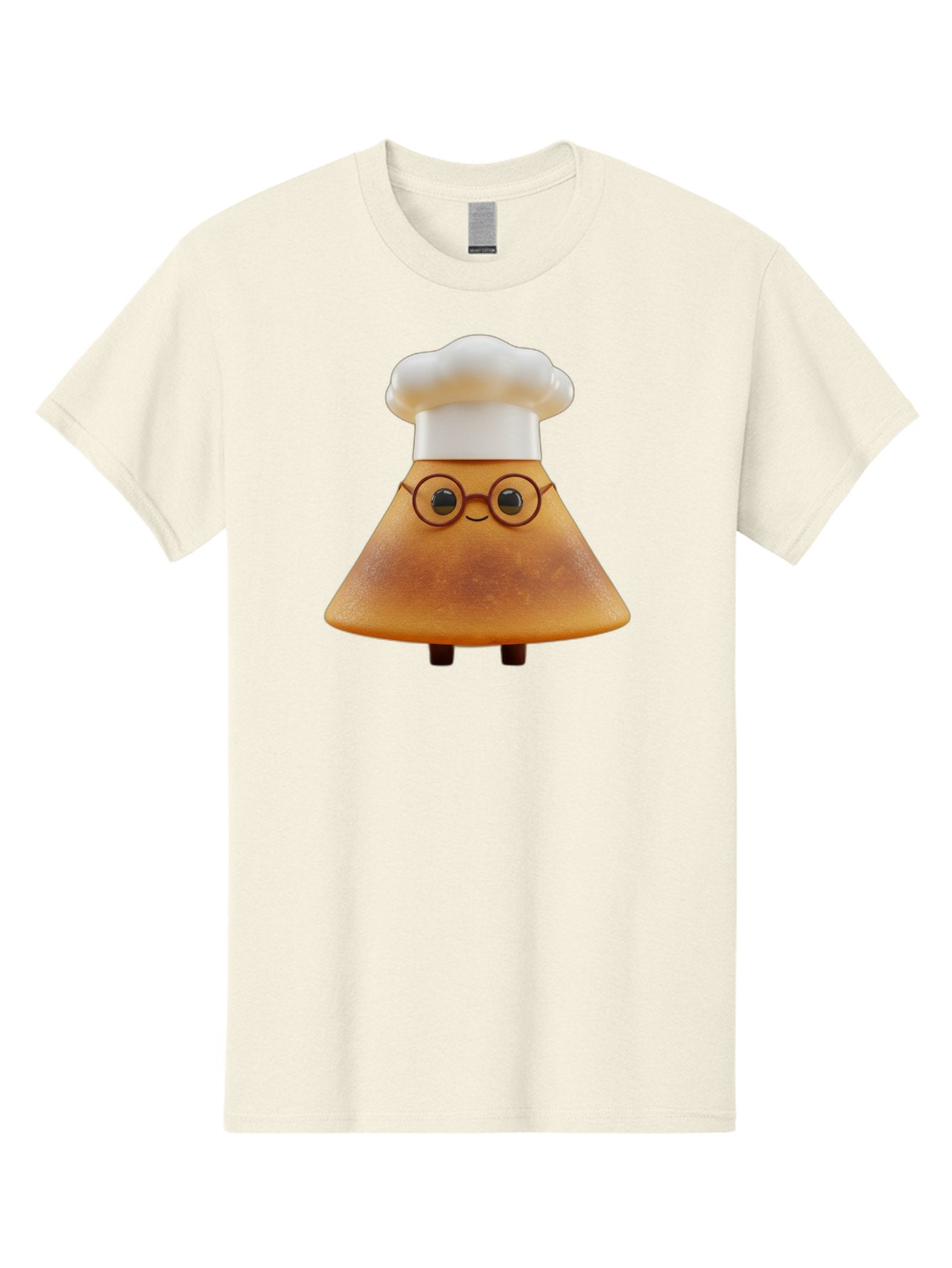 Caramel-Macchiato Men'S Graphic Tee, 100% Cotton, Comfortable Casual Summer Wear, Machine Washable, Cartoon Chef, Triangular Chef, Chef Hat, Round Glasses, Smiling Face, Black Eyes, Chef Character, Kitchen Staff, Cooking, Funny Character, Baa252 5
