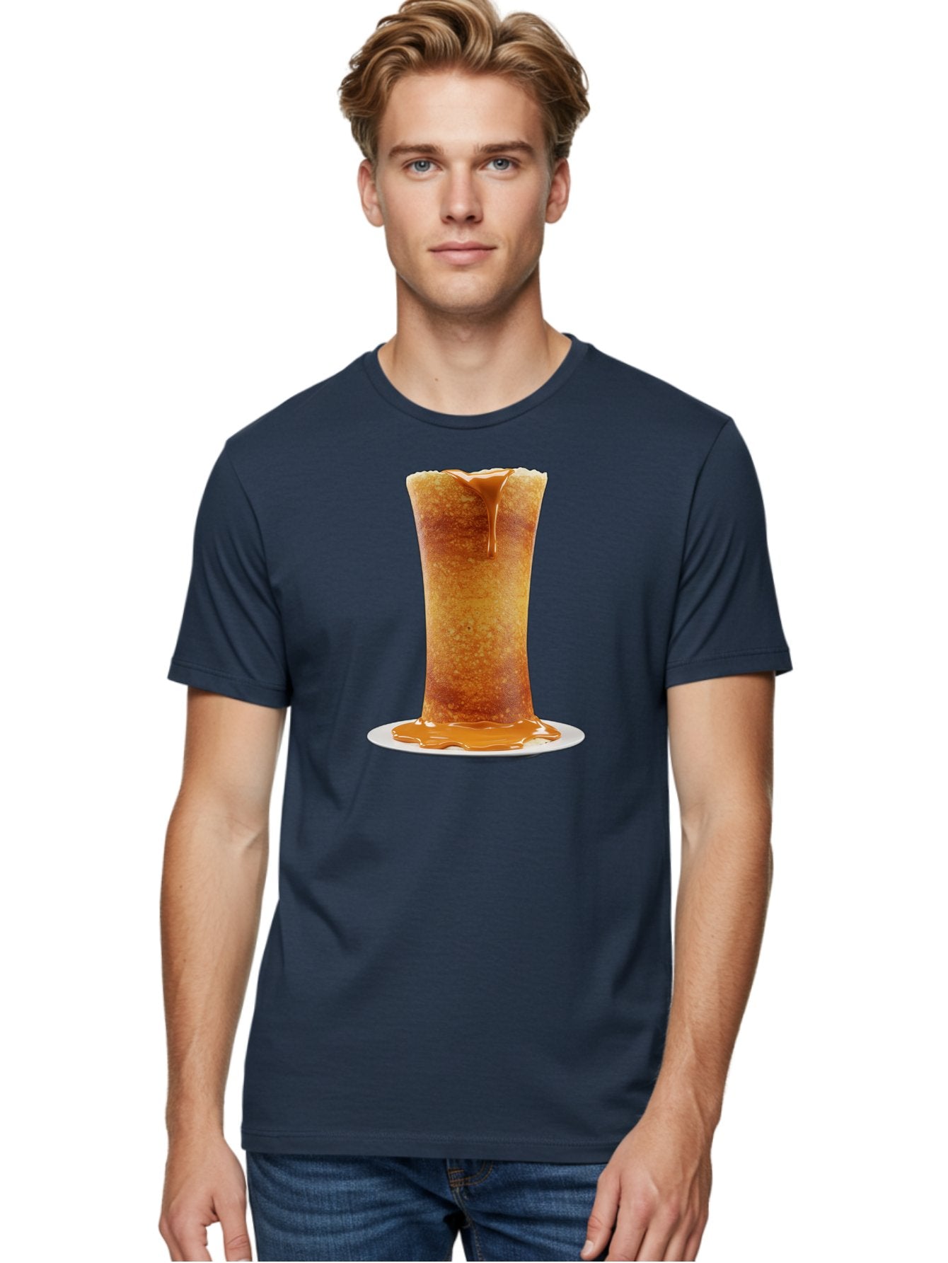 Caramel-Popcorn-Cone Men'S Graphic Tee, 100% Cotton, Comfortable Casual Summer Wear, Machine Washable, Caramel Crepe, Sweet Dessert, Caramel Sauce, French Cuisine, Delicious Treat, Indulgent Delight, Golden Brown, Sticky Sauce Baa253 21
