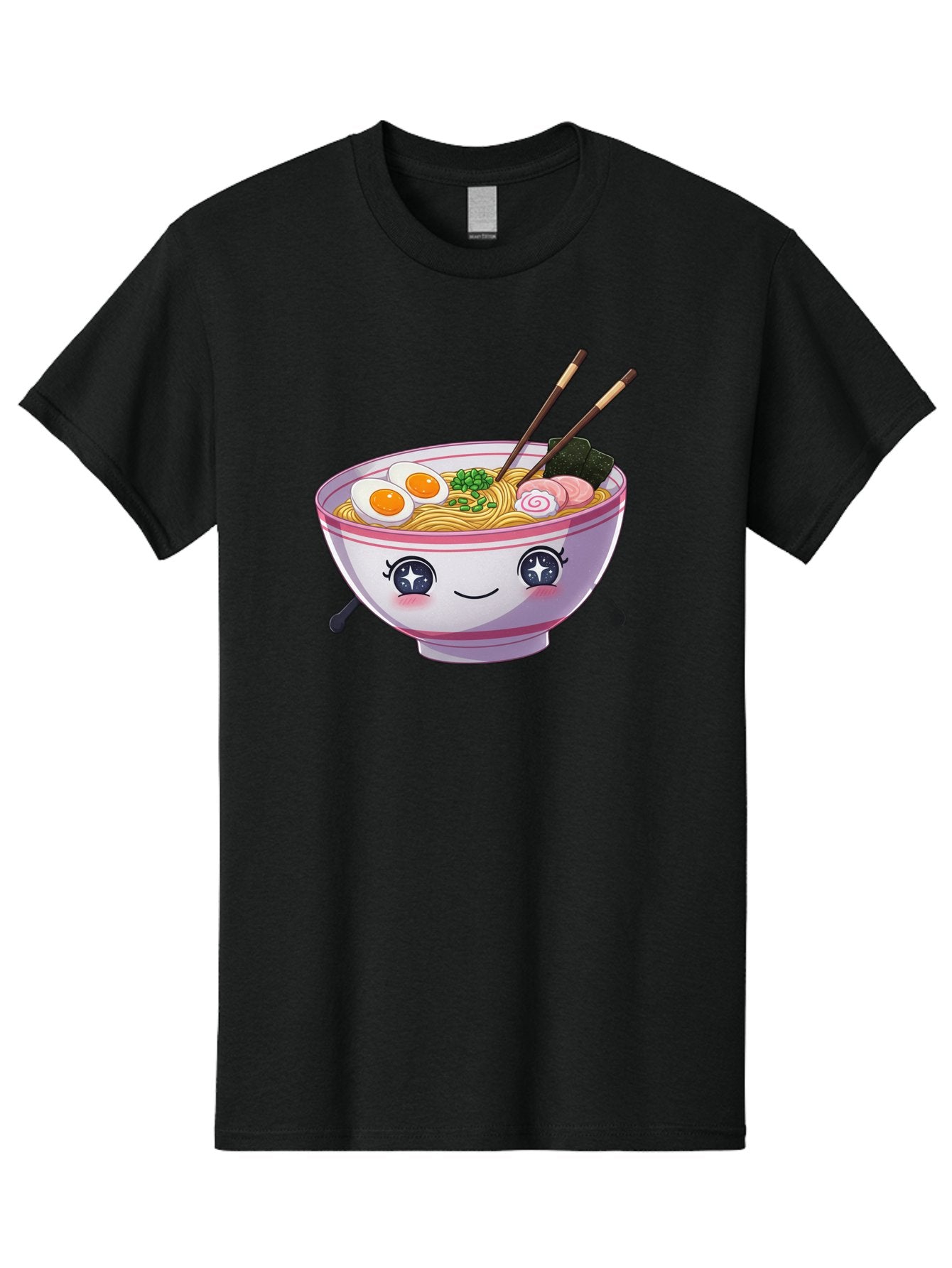 Cartoon-Ramen Men'S Graphic Tee, 100% Cotton, Comfortable Casual Summer Wear, Machine Washable, Kawaii Ramen Bowl, Cartoon Noodle Soup, Adorable Bowl, Ramen Noodles, Boiled Egg, Seaweed, Chopsticks, Cute Character, Japanese Food, Anime Style, Baa257 10