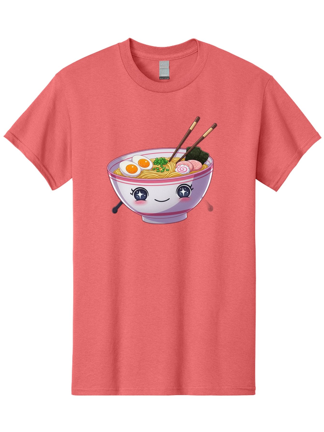 Cartoon-Ramen Men'S Graphic Tee, 100% Cotton, Comfortable Casual Summer Wear, Machine Washable, Kawaii Ramen Bowl, Cartoon Noodle Soup, Adorable Bowl, Ramen Noodles, Boiled Egg, Seaweed, Chopsticks, Cute Character, Japanese Food, Anime Style, Baa257 9