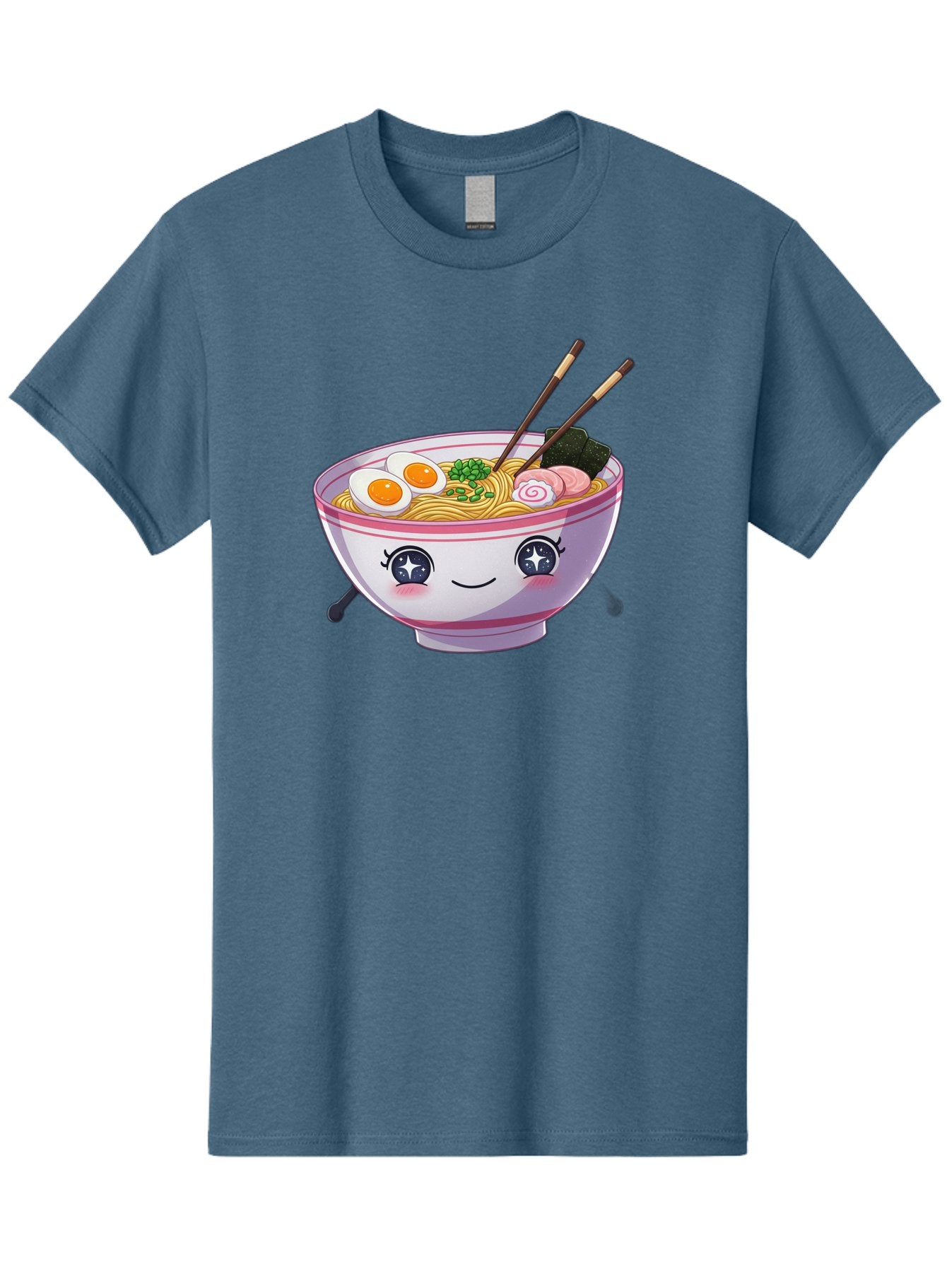 Cartoon-Ramen Men'S Graphic Tee, 100% Cotton, Comfortable Casual Summer Wear, Machine Washable, Kawaii Ramen Bowl, Cartoon Noodle Soup, Adorable Bowl, Ramen Noodles, Boiled Egg, Seaweed, Chopsticks, Cute Character, Japanese Food, Anime Style, Baa257 4