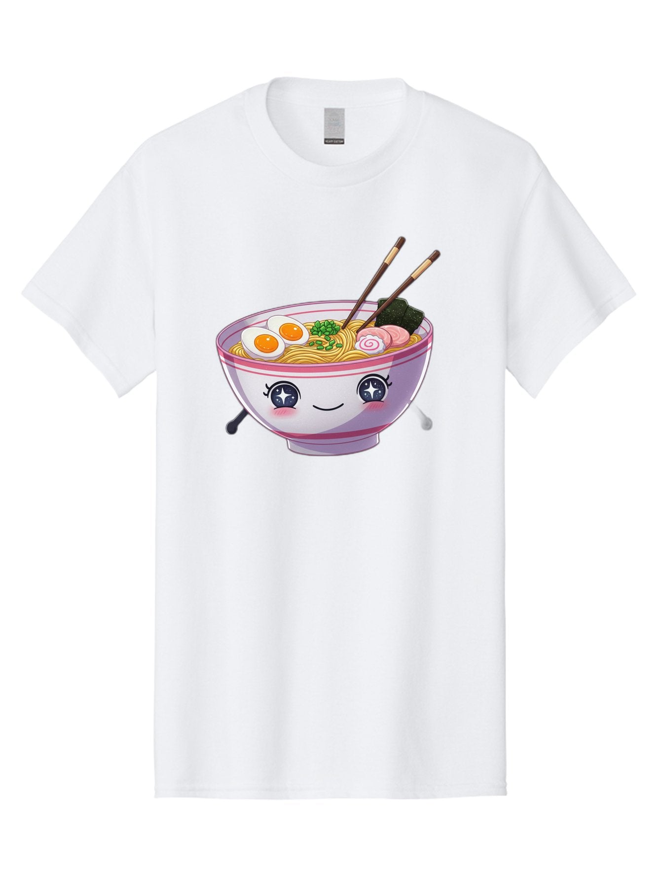 Cartoon-Ramen Men'S Graphic Tee, 100% Cotton, Comfortable Casual Summer Wear, Machine Washable, Kawaii Ramen Bowl, Cartoon Noodle Soup, Adorable Bowl, Ramen Noodles, Boiled Egg, Seaweed, Chopsticks, Cute Character, Japanese Food, Anime Style, Baa257 12