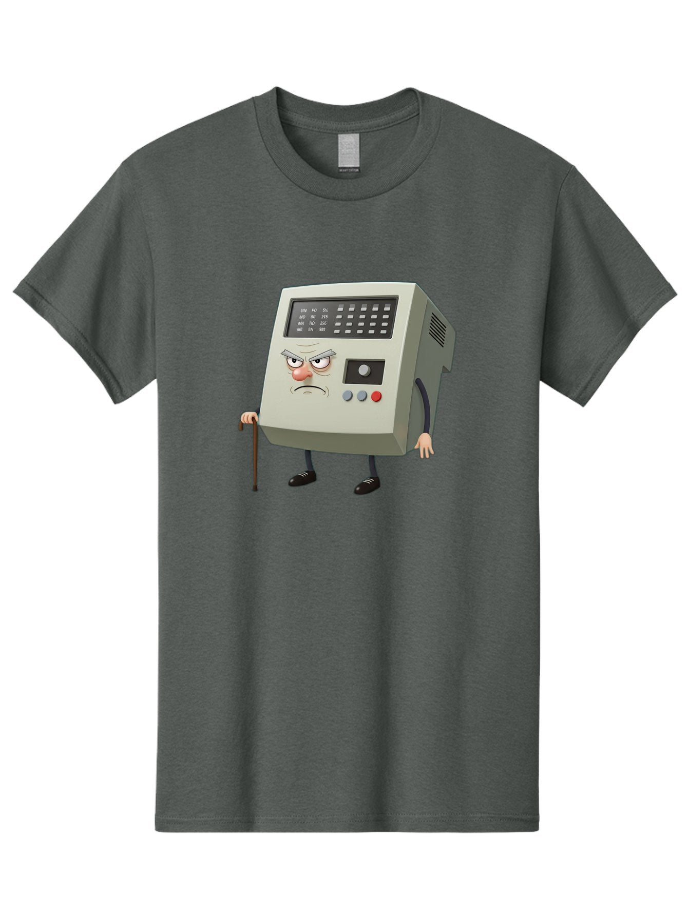 Cash-Register-Character Men'S Graphic Tee, 100% Cotton, Comfortable Casual Summer Wear, Machine Washable, Cash Register With Human-Like Face, Grumpy Expression, Vintage Style, Retro Aesthetic, Cartoon Character, Old-Fashioned Technology, Baa258 10