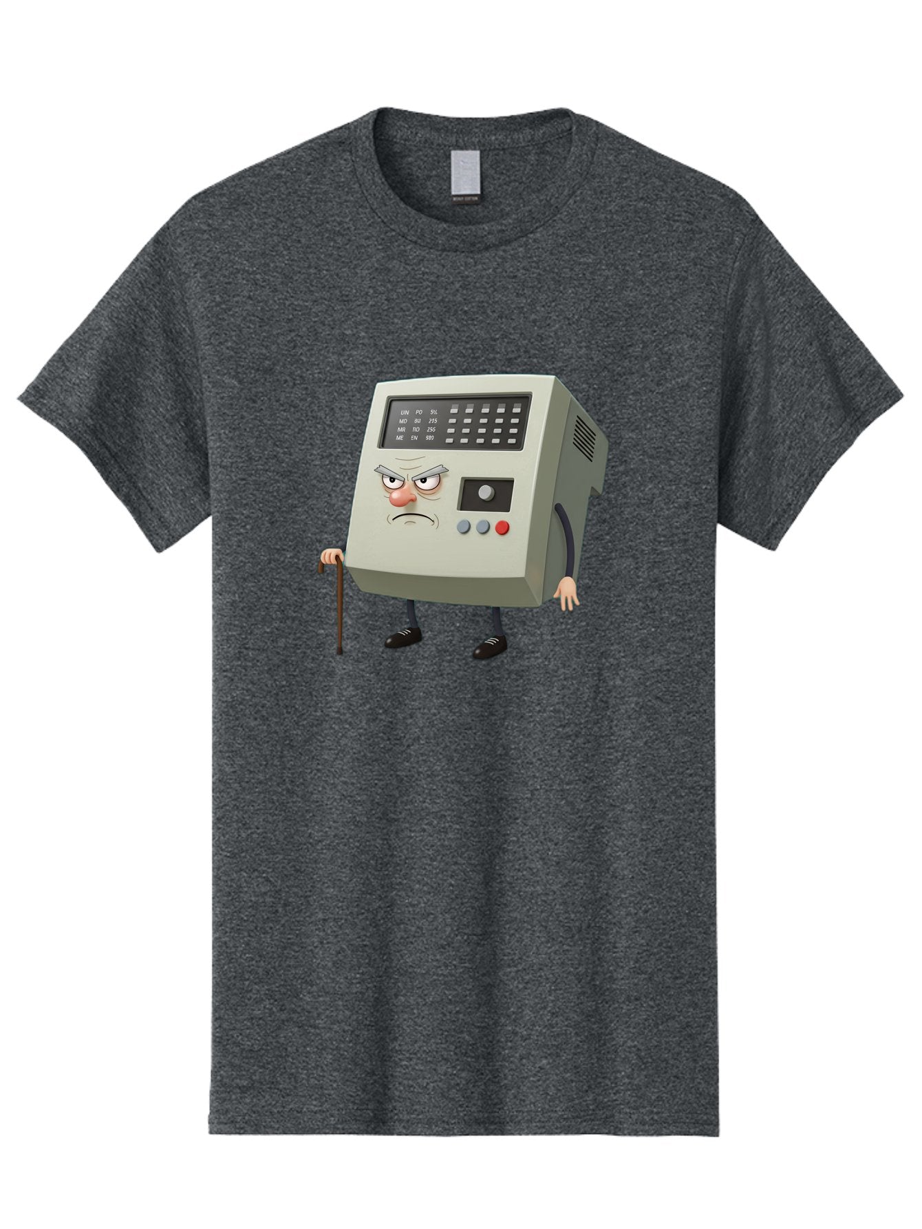 Cash-Register-Character Men'S Graphic Tee, 100% Cotton, Comfortable Casual Summer Wear, Machine Washable, Cash Register With Human-Like Face, Grumpy Expression, Vintage Style, Retro Aesthetic, Cartoon Character, Old-Fashioned Technology, Baa258 8