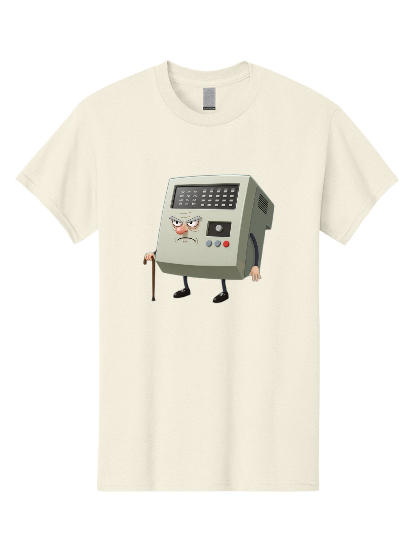 Cash-Register-Character Men'S Graphic Tee, 100% Cotton, Comfortable Casual Summer Wear, Machine Washable, Cash Register With Human-Like Face, Grumpy Expression, Vintage Style, Retro Aesthetic, Cartoon Character, Old-Fashioned Technology, Baa258 15
