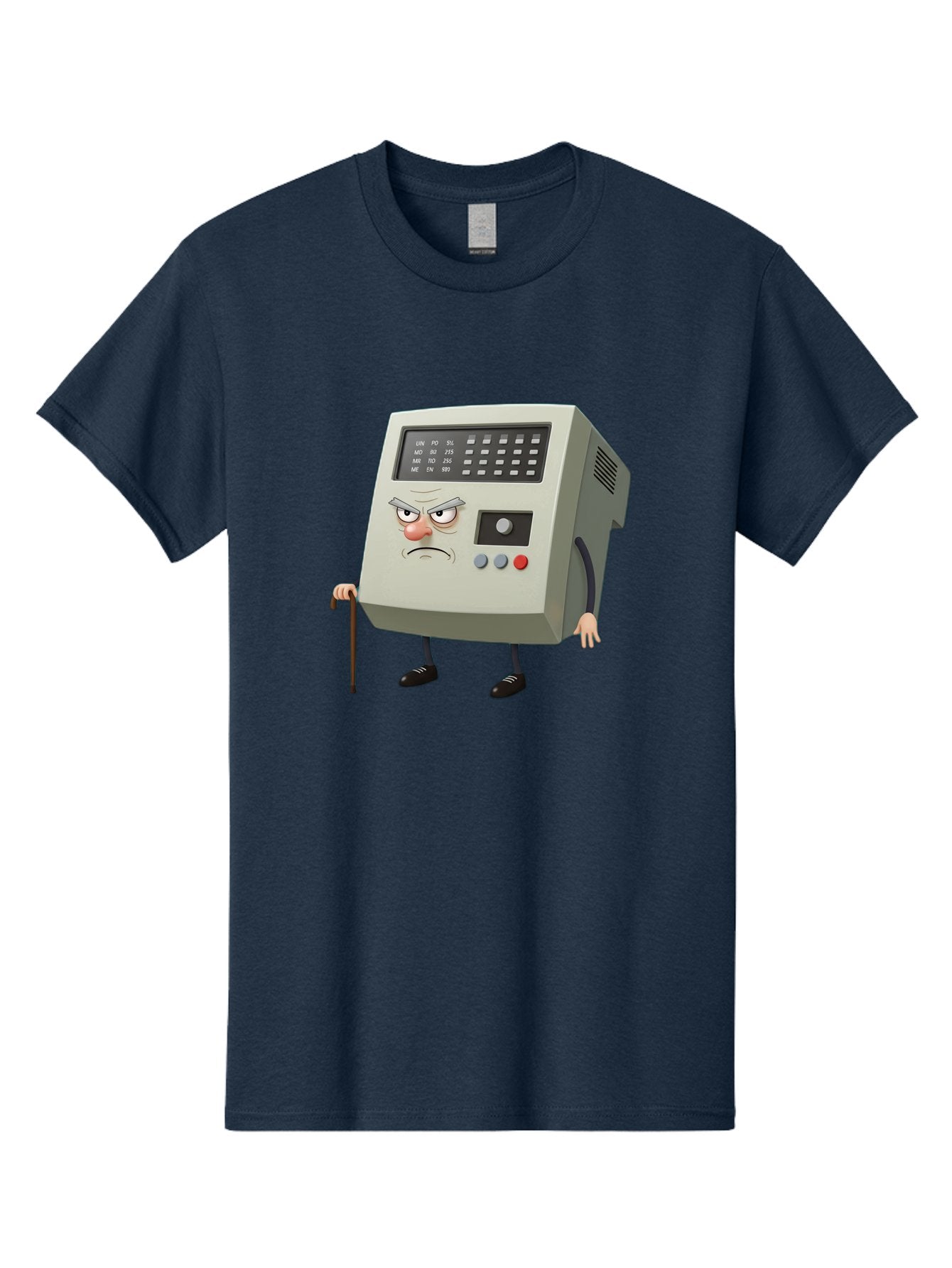 Cash-Register-Character Men'S Graphic Tee, 100% Cotton, Comfortable Casual Summer Wear, Machine Washable, Cash Register With Human-Like Face, Grumpy Expression, Vintage Style, Retro Aesthetic, Cartoon Character, Old-Fashioned Technology, Baa258 11