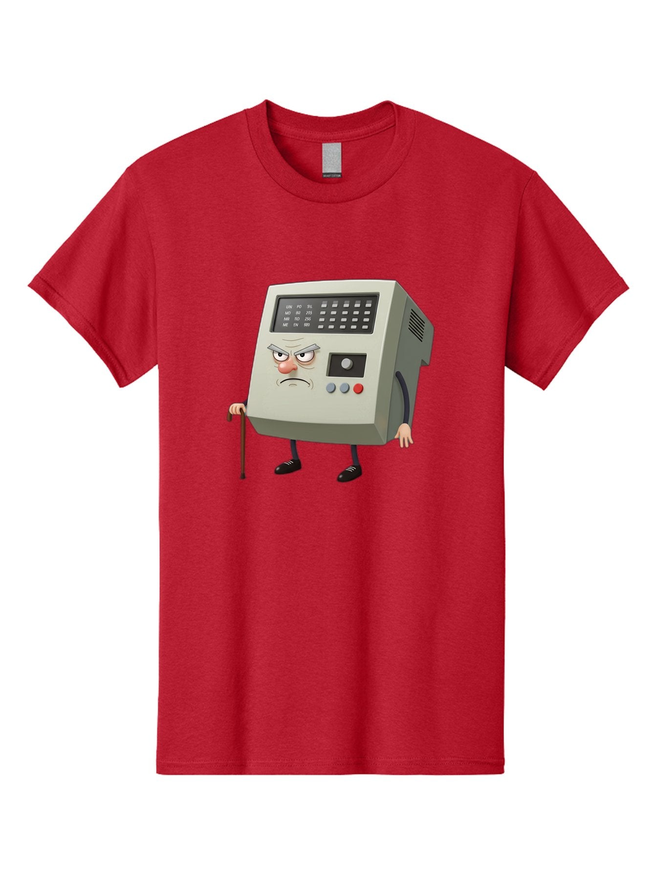 Cash-Register-Character Men'S Graphic Tee, 100% Cotton, Comfortable Casual Summer Wear, Machine Washable, Cash Register With Human-Like Face, Grumpy Expression, Vintage Style, Retro Aesthetic, Cartoon Character, Old-Fashioned Technology, Baa258 6