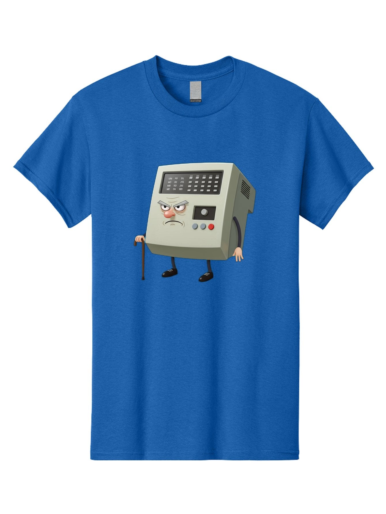 Cash-Register-Character Men'S Graphic Tee, 100% Cotton, Comfortable Casual Summer Wear, Machine Washable, Cash Register With Human-Like Face, Grumpy Expression, Vintage Style, Retro Aesthetic, Cartoon Character, Old-Fashioned Technology, Baa258 3
