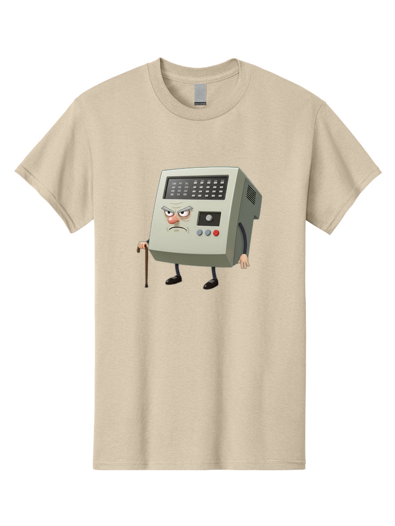 Cash-Register-Character Men'S Graphic Tee, 100% Cotton, Comfortable Casual Summer Wear, Machine Washable, Cash Register With Human-Like Face, Grumpy Expression, Vintage Style, Retro Aesthetic, Cartoon Character, Old-Fashioned Technology, Baa258 13
