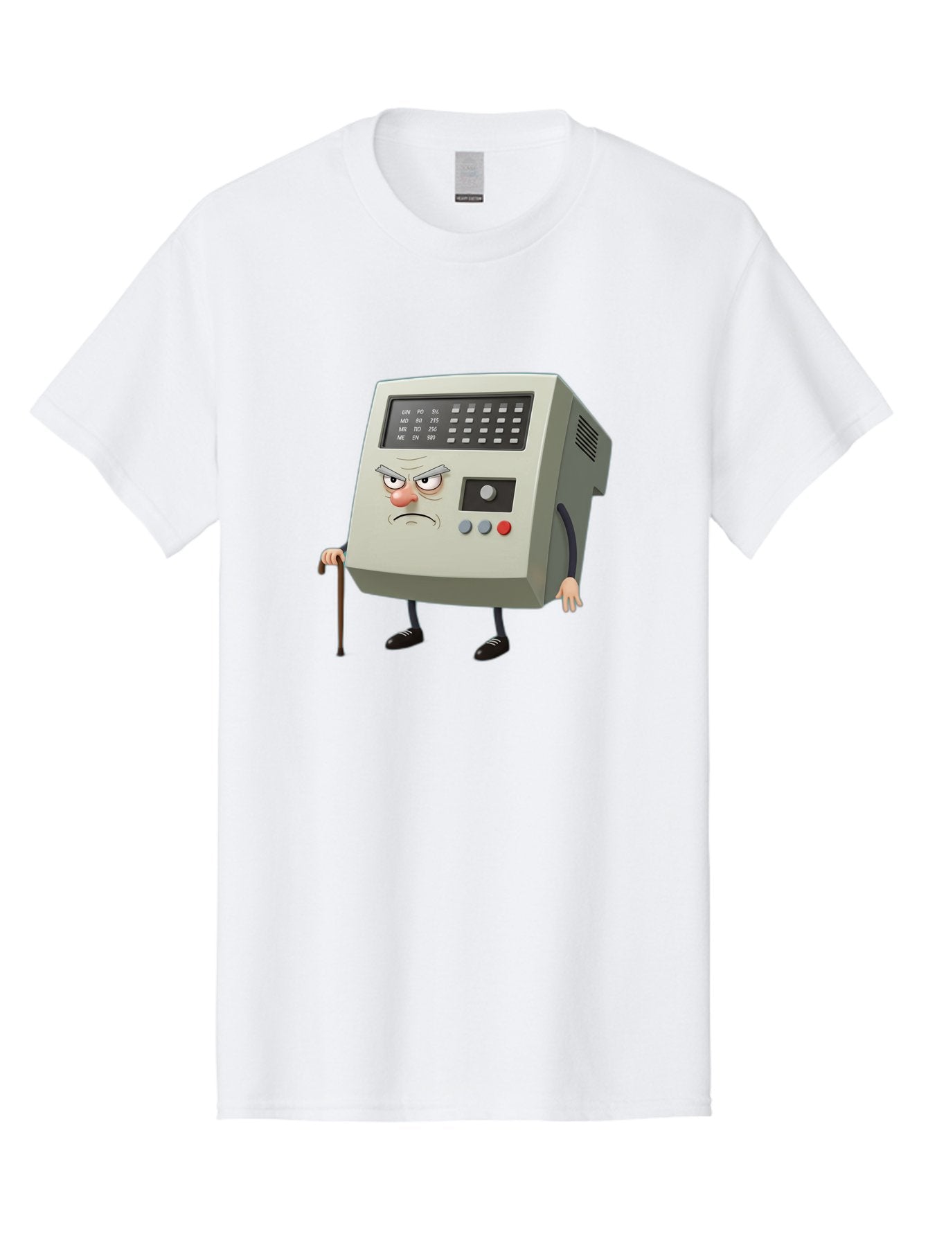 Cash-Register-Character Men'S Graphic Tee, 100% Cotton, Comfortable Casual Summer Wear, Machine Washable, Cash Register With Human-Like Face, Grumpy Expression, Vintage Style, Retro Aesthetic, Cartoon Character, Old-Fashioned Technology, Baa258 9