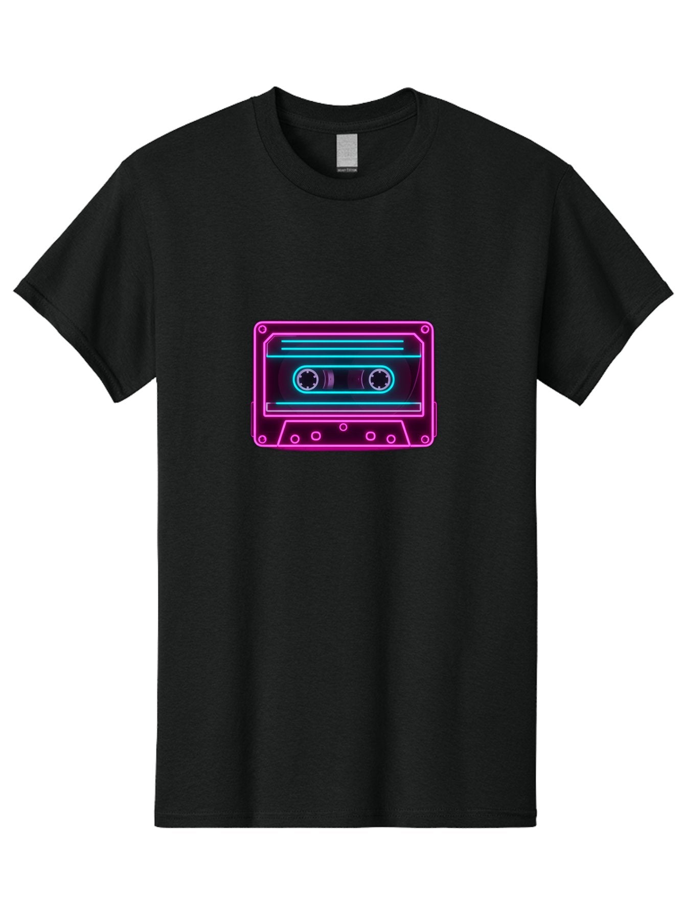 Cassette-Tape-2 Men'S Graphic Tee, 100% Cotton, Comfortable Casual Summer Wear, Machine Washable, Retro Cassette Tape, Neon Lights, Colorful, Nostalgic Music, 80S And 90S Vibe, Music Technology, Audio Nostalgia, Vintage Electronics, Baa260 6