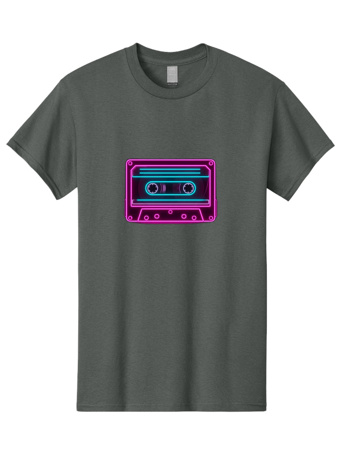 Cassette-Tape-2 Men'S Graphic Tee, 100% Cotton, Comfortable Casual Summer Wear, Machine Washable, Retro Cassette Tape, Neon Lights, Colorful, Nostalgic Music, 80S And 90S Vibe, Music Technology, Audio Nostalgia, Vintage Electronics, Baa260 9