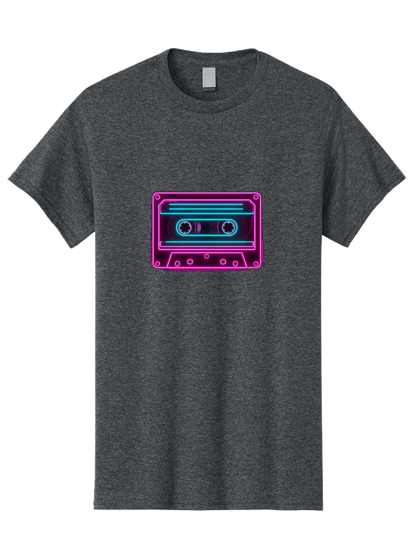 Cassette-Tape-2 Men'S Graphic Tee, 100% Cotton, Comfortable Casual Summer Wear, Machine Washable, Retro Cassette Tape, Neon Lights, Colorful, Nostalgic Music, 80S And 90S Vibe, Music Technology, Audio Nostalgia, Vintage Electronics, Baa260 5
