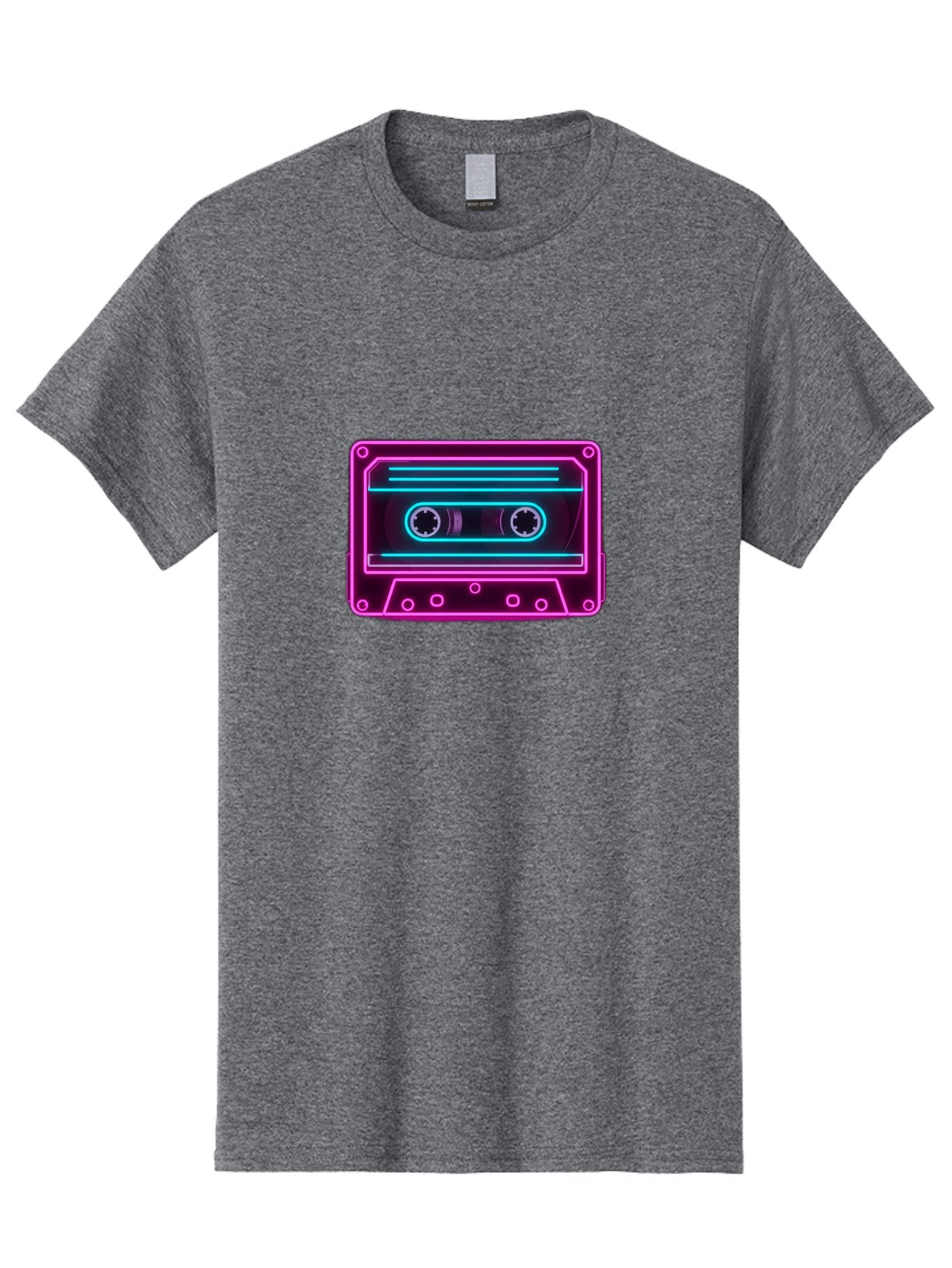 Cassette-Tape-2 Men'S Graphic Tee, 100% Cotton, Comfortable Casual Summer Wear, Machine Washable, Retro Cassette Tape, Neon Lights, Colorful, Nostalgic Music, 80S And 90S Vibe, Music Technology, Audio Nostalgia, Vintage Electronics, Baa260 13