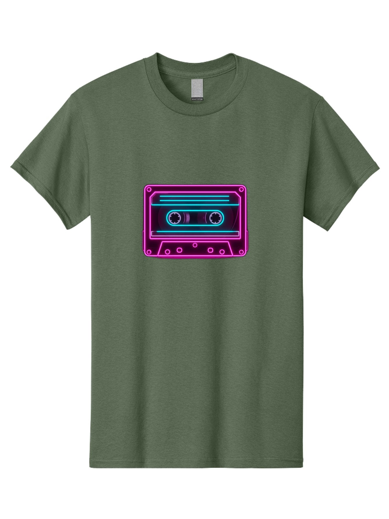 Cassette-Tape-2 Men'S Graphic Tee, 100% Cotton, Comfortable Casual Summer Wear, Machine Washable, Retro Cassette Tape, Neon Lights, Colorful, Nostalgic Music, 80S And 90S Vibe, Music Technology, Audio Nostalgia, Vintage Electronics, Baa260 15