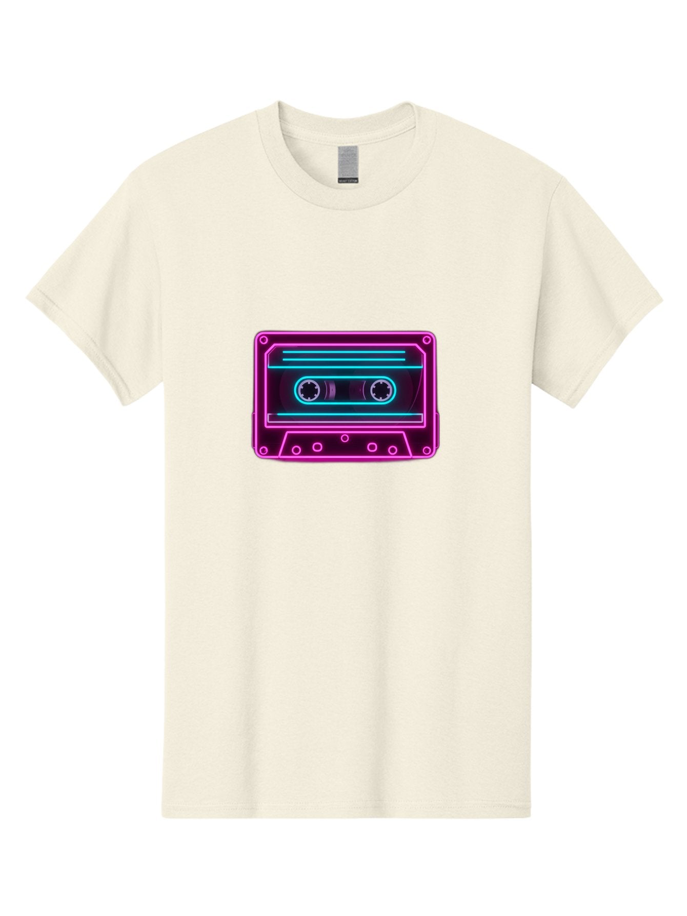 Cassette-Tape-2 Men'S Graphic Tee, 100% Cotton, Comfortable Casual Summer Wear, Machine Washable, Retro Cassette Tape, Neon Lights, Colorful, Nostalgic Music, 80S And 90S Vibe, Music Technology, Audio Nostalgia, Vintage Electronics, Baa260