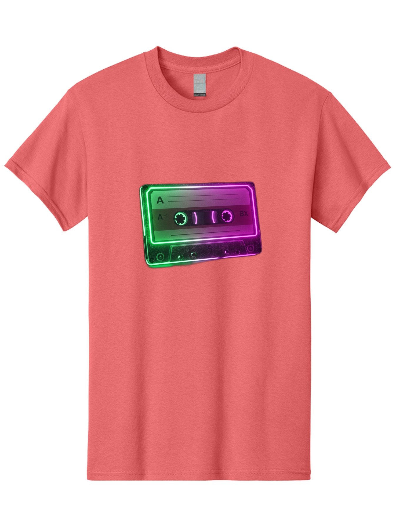 Cassette-Tape-3 Men'S Graphic Tee, 100% Cotton, Comfortable Casual Summer Wear, Machine Washable, Cassette Tape, Retro Music, Vintage Technology, A Side, Music Nostalgia, Cassette Player, Retro Aesthetics, Glowing Effect, Baa261 5