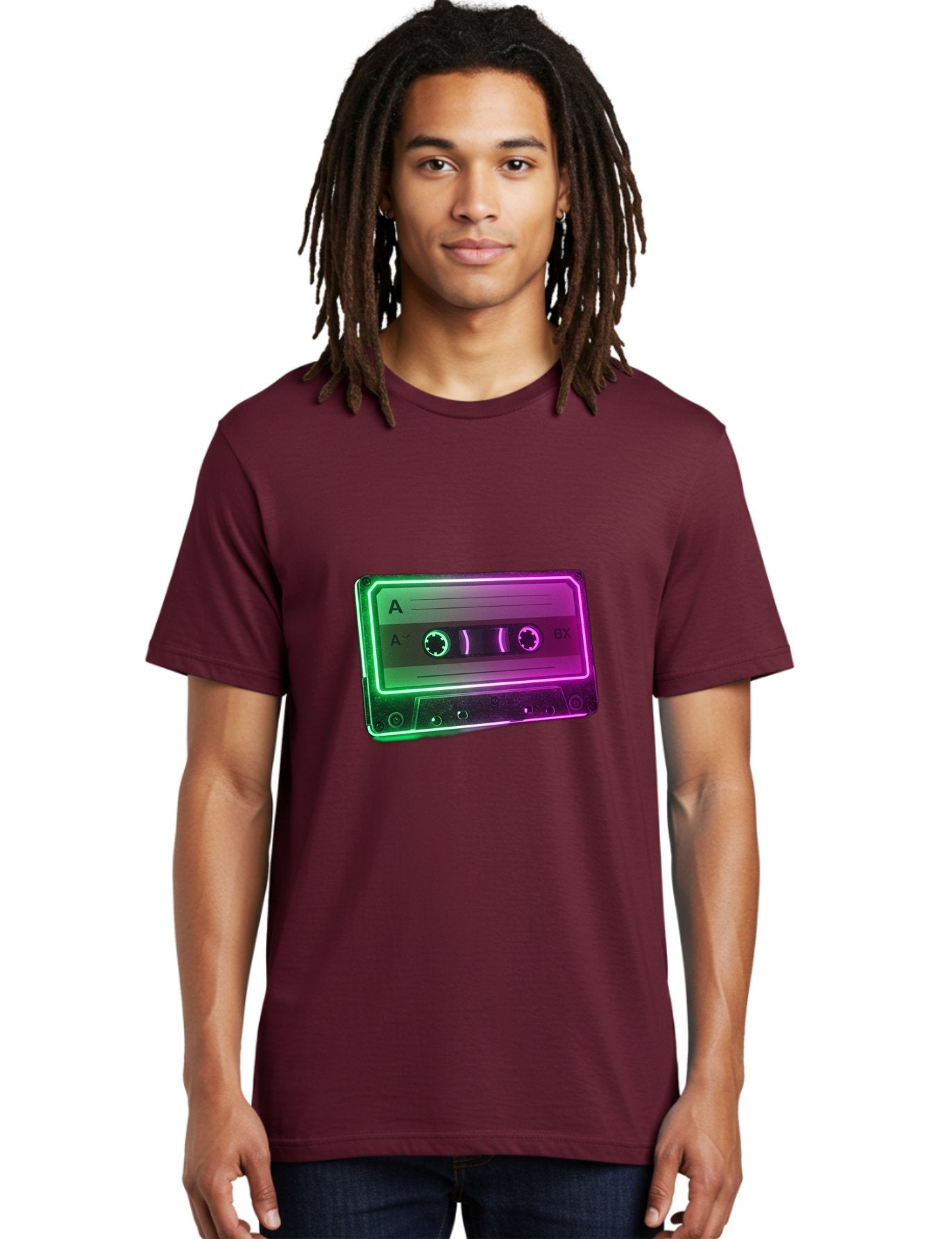 Cassette-Tape-3 Men'S Graphic Tee, 100% Cotton, Comfortable Casual Summer Wear, Machine Washable, Cassette Tape, Retro Music, Vintage Technology, A Side, Music Nostalgia, Cassette Player, Retro Aesthetics, Glowing Effect, Baa261 30