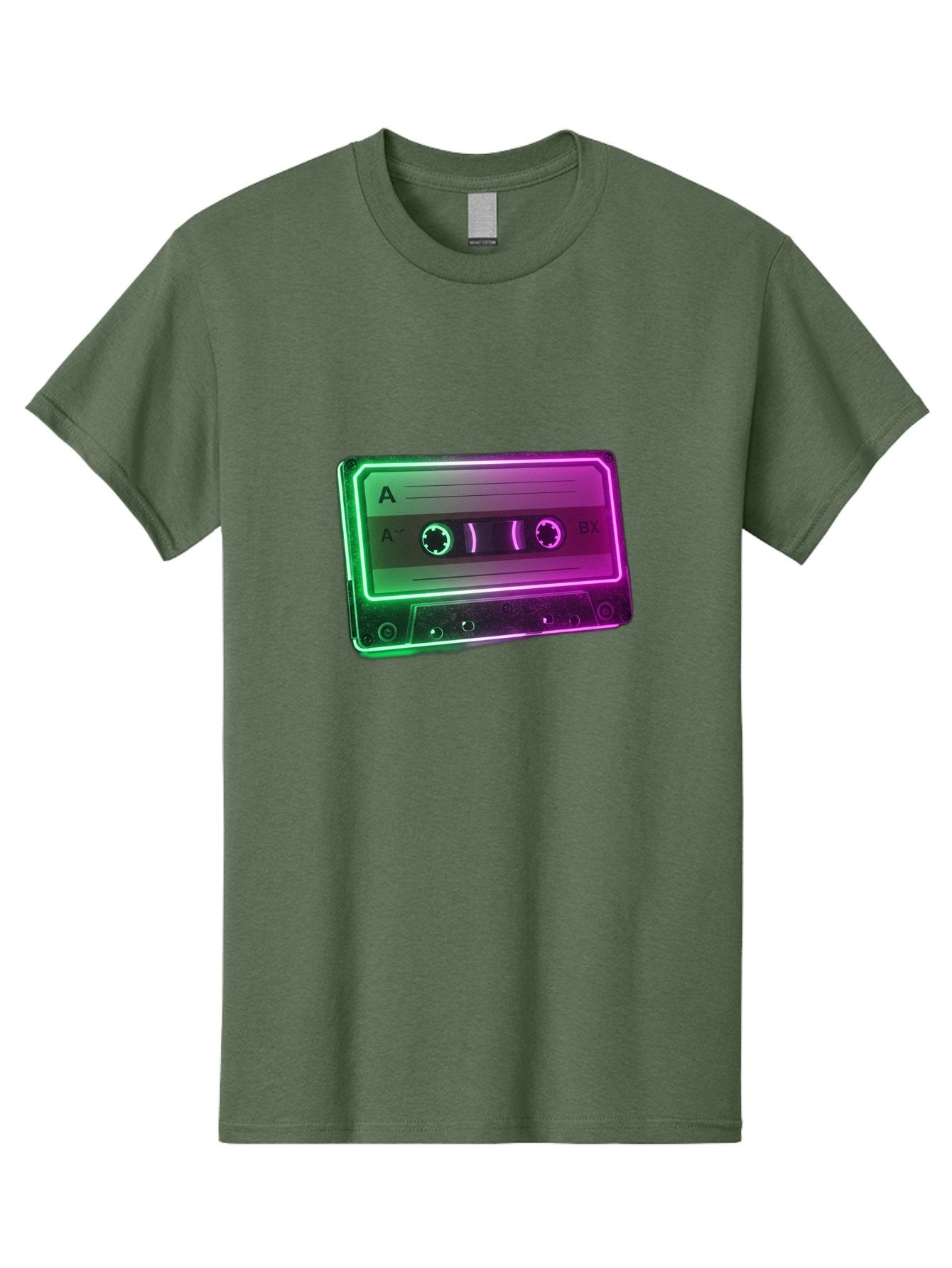 Cassette-Tape-3 Men'S Graphic Tee, 100% Cotton, Comfortable Casual Summer Wear, Machine Washable, Cassette Tape, Retro Music, Vintage Technology, A Side, Music Nostalgia, Cassette Player, Retro Aesthetics, Glowing Effect, Baa261 4