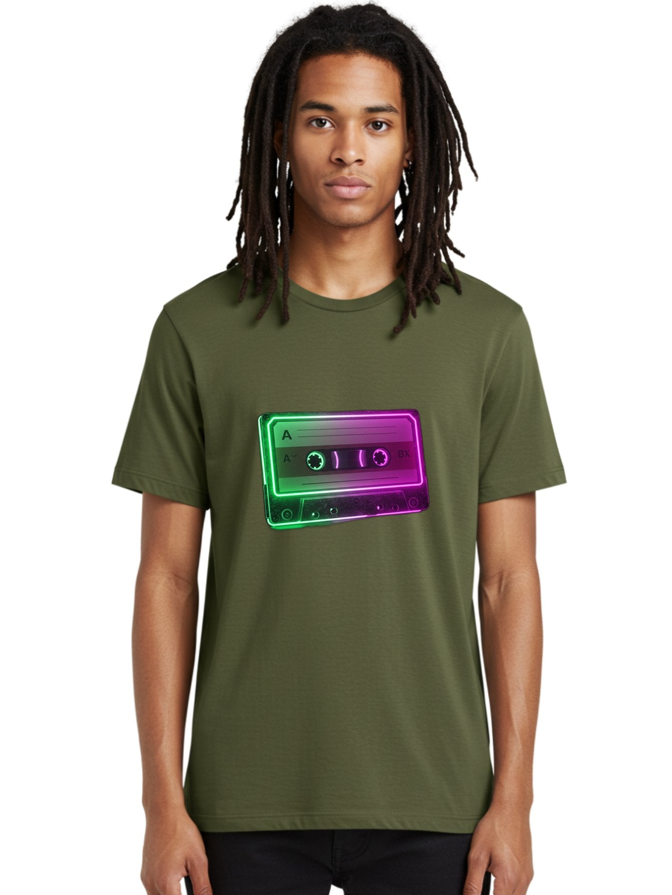 Cassette-Tape-3 Men'S Graphic Tee, 100% Cotton, Comfortable Casual Summer Wear, Machine Washable, Cassette Tape, Retro Music, Vintage Technology, A Side, Music Nostalgia, Cassette Player, Retro Aesthetics, Glowing Effect, Baa261 18