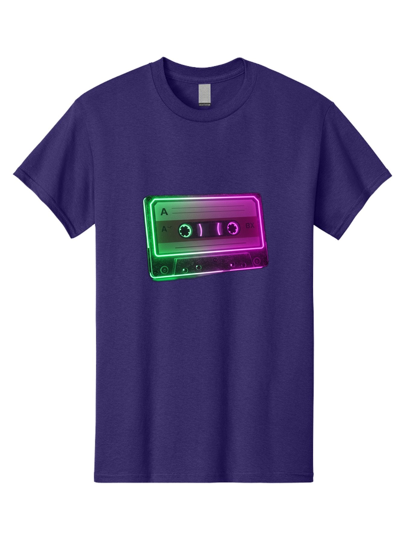 Cassette-Tape-3 Men'S Graphic Tee, 100% Cotton, Comfortable Casual Summer Wear, Machine Washable, Cassette Tape, Retro Music, Vintage Technology, A Side, Music Nostalgia, Cassette Player, Retro Aesthetics, Glowing Effect, Baa261 9