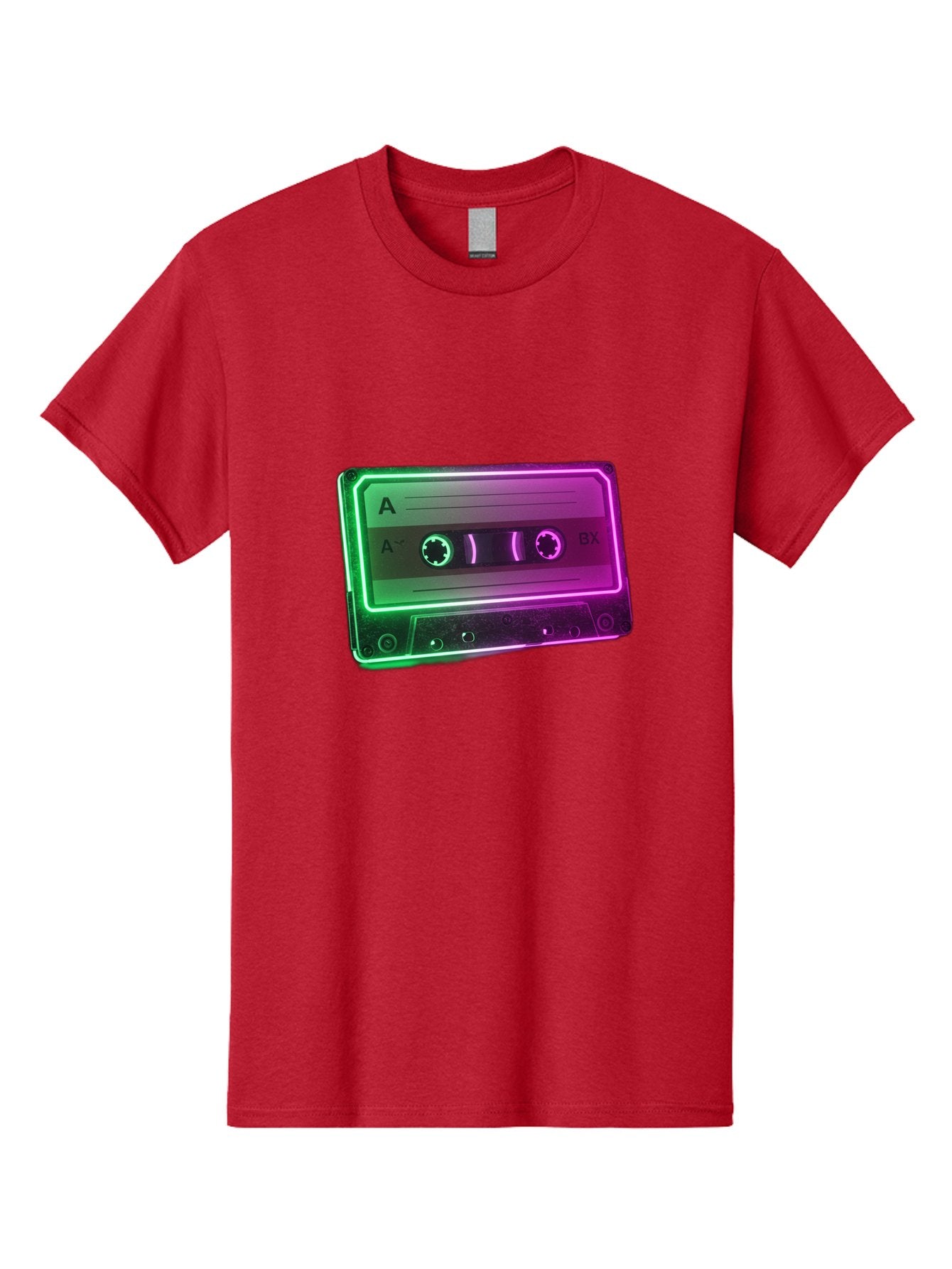 Cassette-Tape-3 Men'S Graphic Tee, 100% Cotton, Comfortable Casual Summer Wear, Machine Washable, Cassette Tape, Retro Music, Vintage Technology, A Side, Music Nostalgia, Cassette Player, Retro Aesthetics, Glowing Effect, Baa261 12