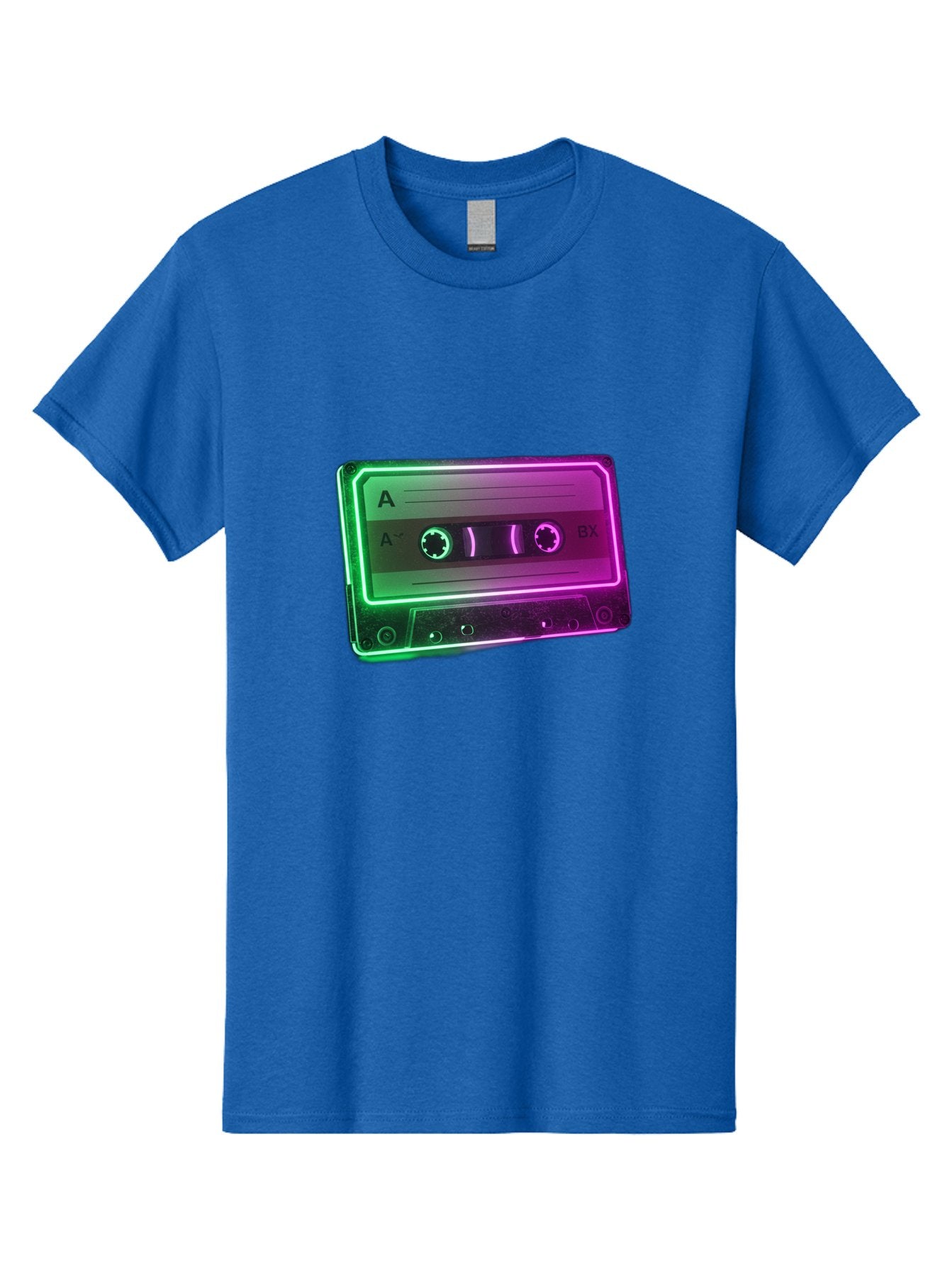 Cassette-Tape-3 Men'S Graphic Tee, 100% Cotton, Comfortable Casual Summer Wear, Machine Washable, Cassette Tape, Retro Music, Vintage Technology, A Side, Music Nostalgia, Cassette Player, Retro Aesthetics, Glowing Effect, Baa261
