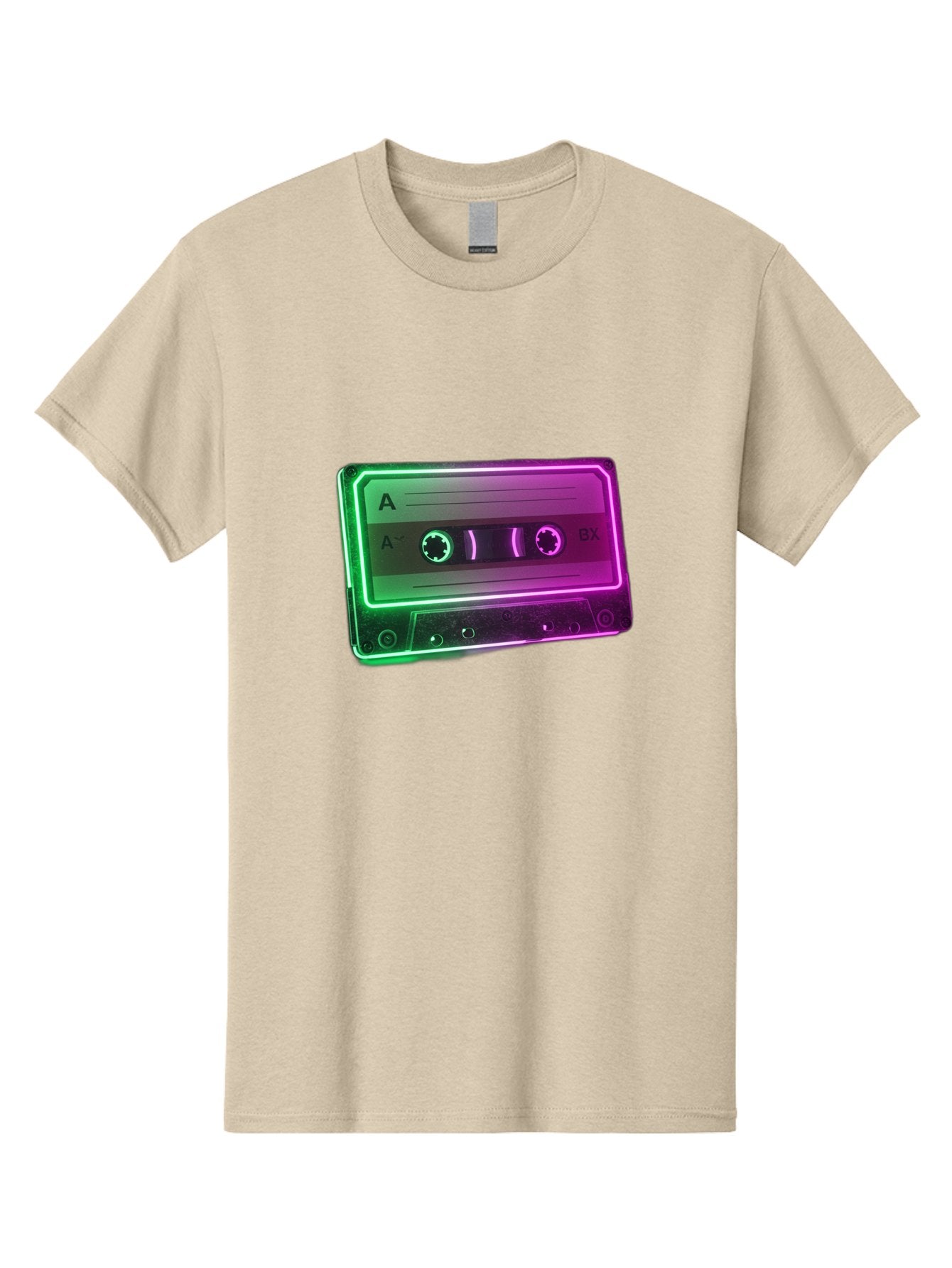 Cassette-Tape-3 Men'S Graphic Tee, 100% Cotton, Comfortable Casual Summer Wear, Machine Washable, Cassette Tape, Retro Music, Vintage Technology, A Side, Music Nostalgia, Cassette Player, Retro Aesthetics, Glowing Effect, Baa261