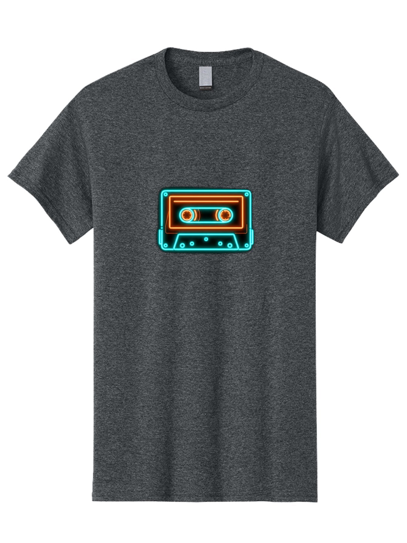 Cassette-Tape-6 Men'S Graphic Tee, 100% Cotton, Comfortable Casual Summer Wear, Machine Washable, Retro Cassette Tape, Neon Lights, Vibrant Colors, Nostalgic Music, Retro Technology, 80S And 90S Memorabilia, Music Lover, Vintage Audio Baa264