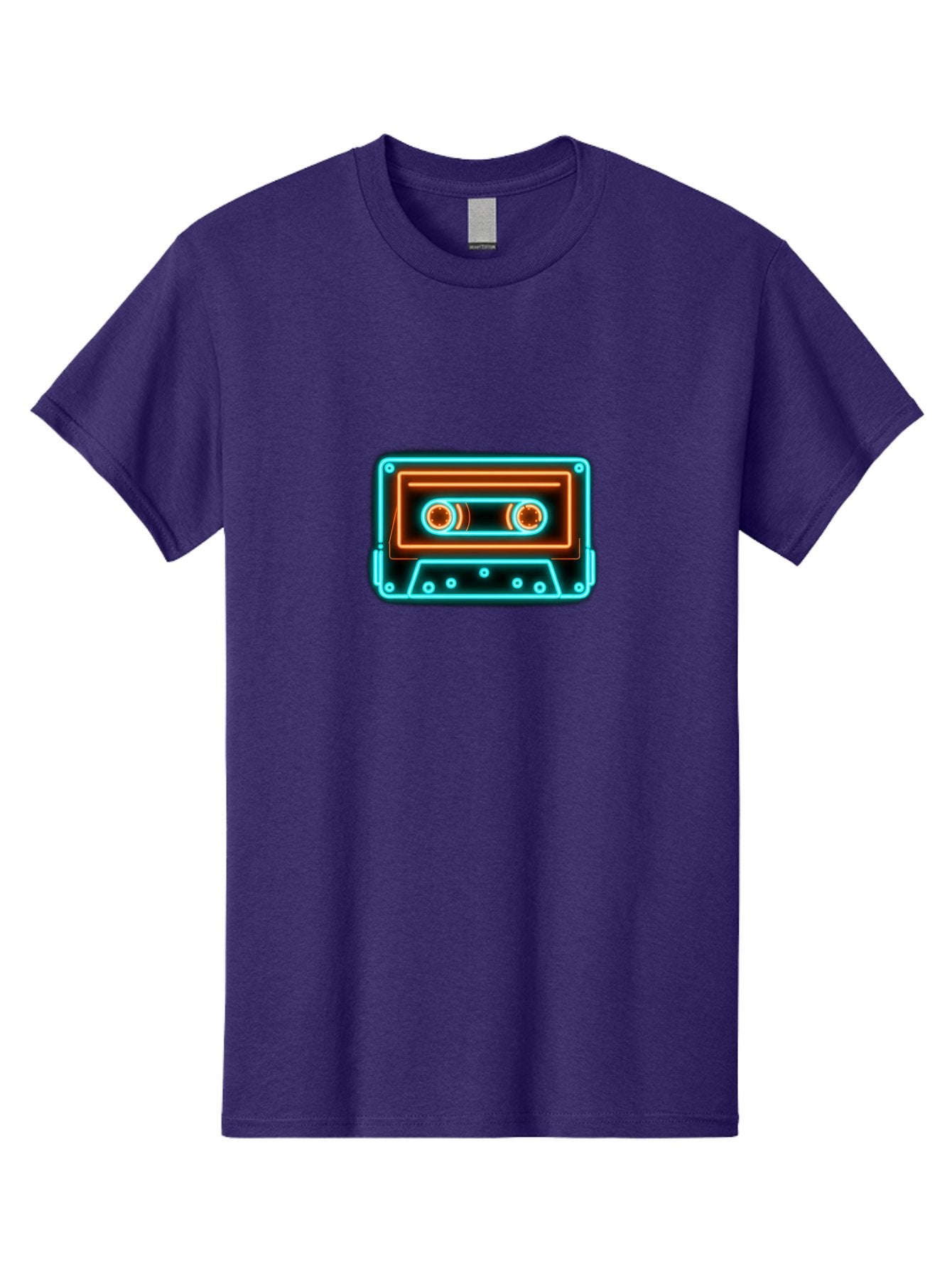 Cassette-Tape-6 Men'S Graphic Tee, 100% Cotton, Comfortable Casual Summer Wear, Machine Washable, Retro Cassette Tape, Neon Lights, Vibrant Colors, Nostalgic Music, Retro Technology, 80S And 90S Memorabilia, Music Lover, Vintage Audio Baa264 12