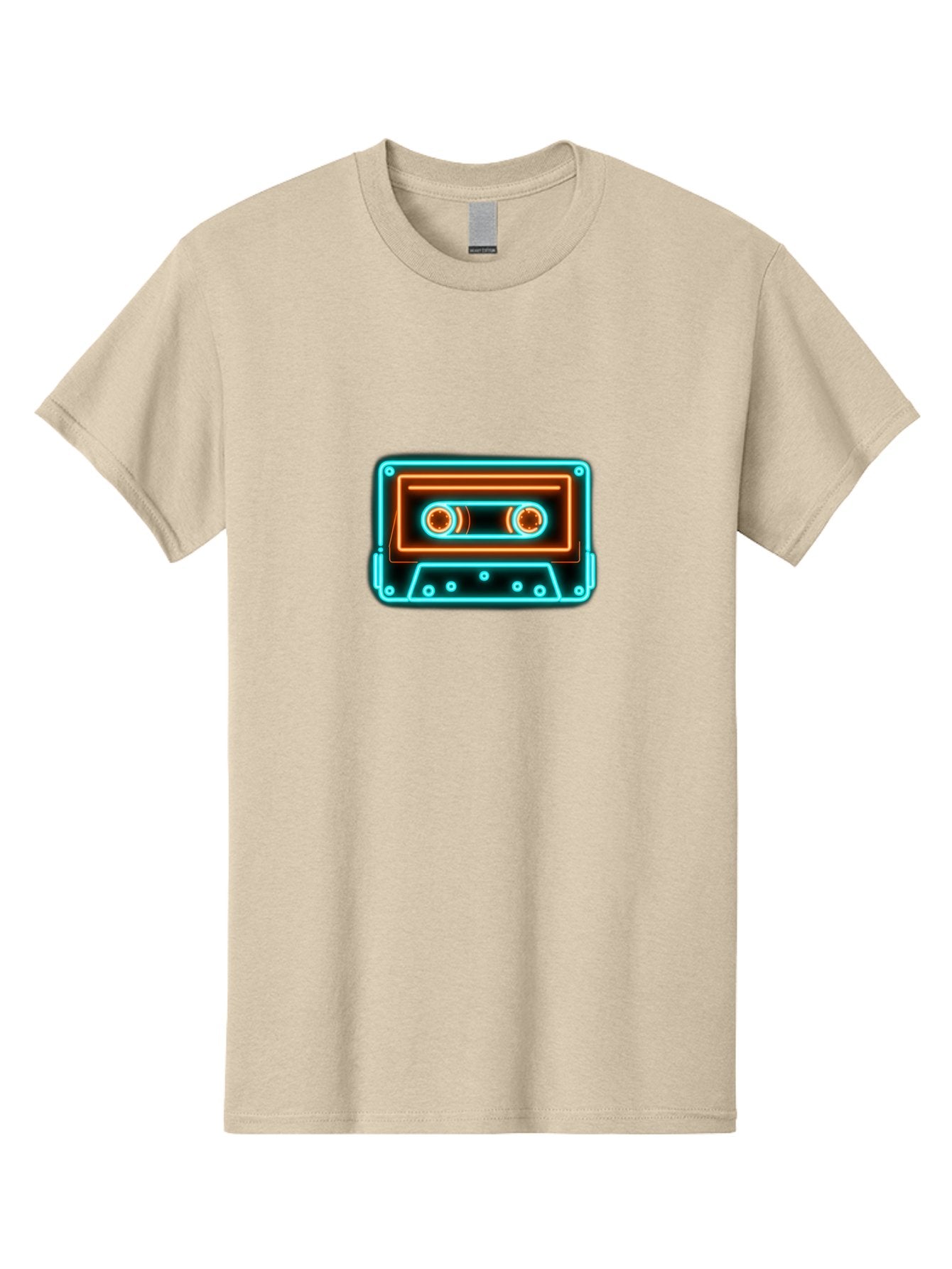 Cassette-Tape-6 Men'S Graphic Tee, 100% Cotton, Comfortable Casual Summer Wear, Machine Washable, Retro Cassette Tape, Neon Lights, Vibrant Colors, Nostalgic Music, Retro Technology, 80S And 90S Memorabilia, Music Lover, Vintage Audio Baa264 5