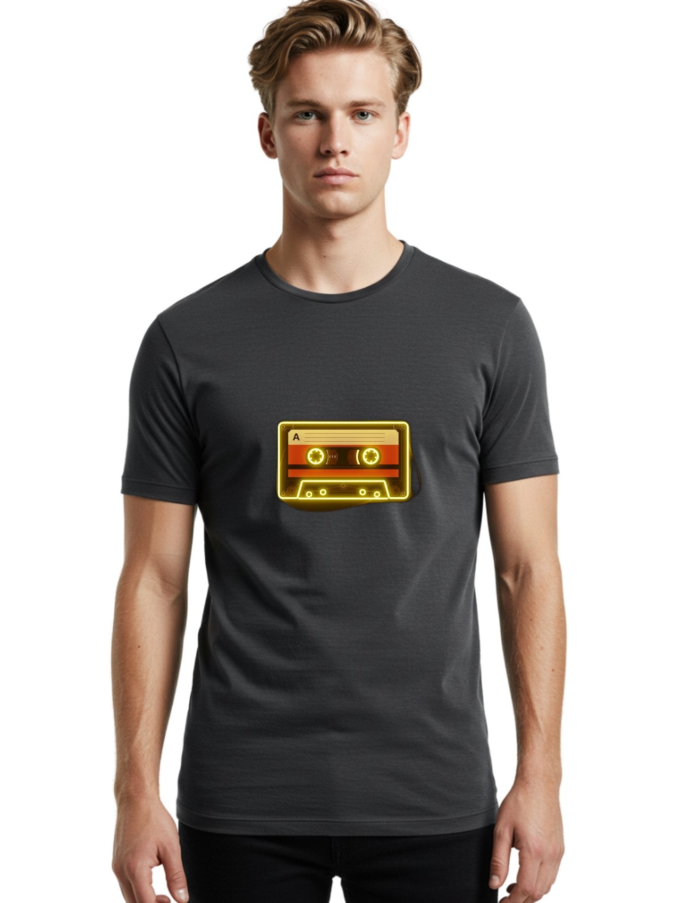Cassette-Tape-A-4 Men'S Graphic Tee, 100% Cotton, Comfortable Casual Summer Wear, Machine Washable, Retro Cassette Tape, Vintage Music, Nostalgic Technology, Classic Audio, Mixtape, Music Lover, Retro Aesthetic, 80S And 90S Vibe, A Side Baa268 28