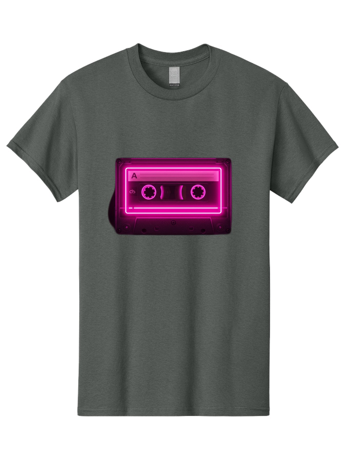 Cassette-Tape-A-5 Men'S Graphic Tee, 100% Cotton, Comfortable Casual Summer Wear, Machine Washable, Cassette Tape, Retro Music, Vintage Technology, Neon Lights, Pink Glow, Cassette A, Cb Label, 80S Nostalgia, Music Lover, Retro Vibe Baa269 11