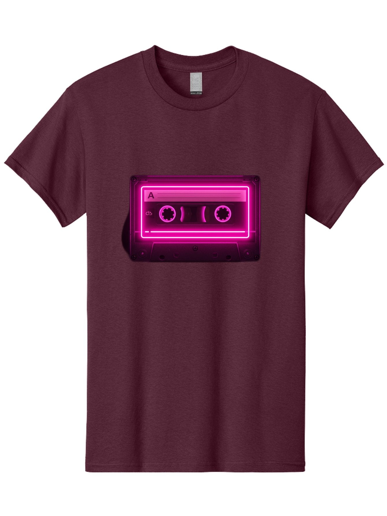 Cassette-Tape-A-5 Men'S Graphic Tee, 100% Cotton, Comfortable Casual Summer Wear, Machine Washable, Cassette Tape, Retro Music, Vintage Technology, Neon Lights, Pink Glow, Cassette A, Cb Label, 80S Nostalgia, Music Lover, Retro Vibe Baa269 10