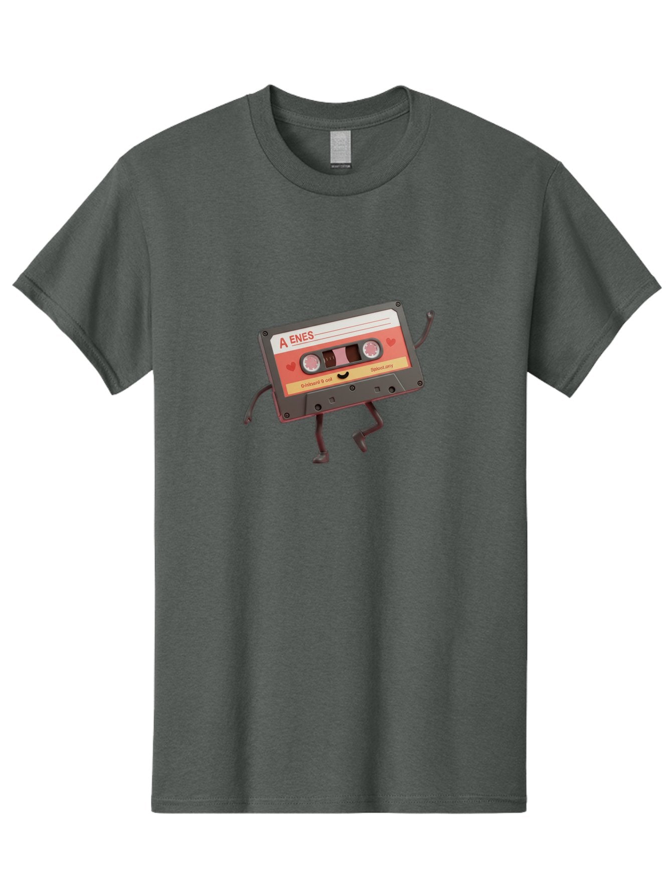 Cassette-Tape-A-Enes Men'S Graphic Tee, 100% Cotton, Comfortable Casual Summer Wear, Machine Washable, Vintage Cassette Tape, Retro Music, Nostalgic Vibes, Cartoon Character, Funny Illustration, Playful Design, A Enes Label, Cassette With Legs Baa270 7