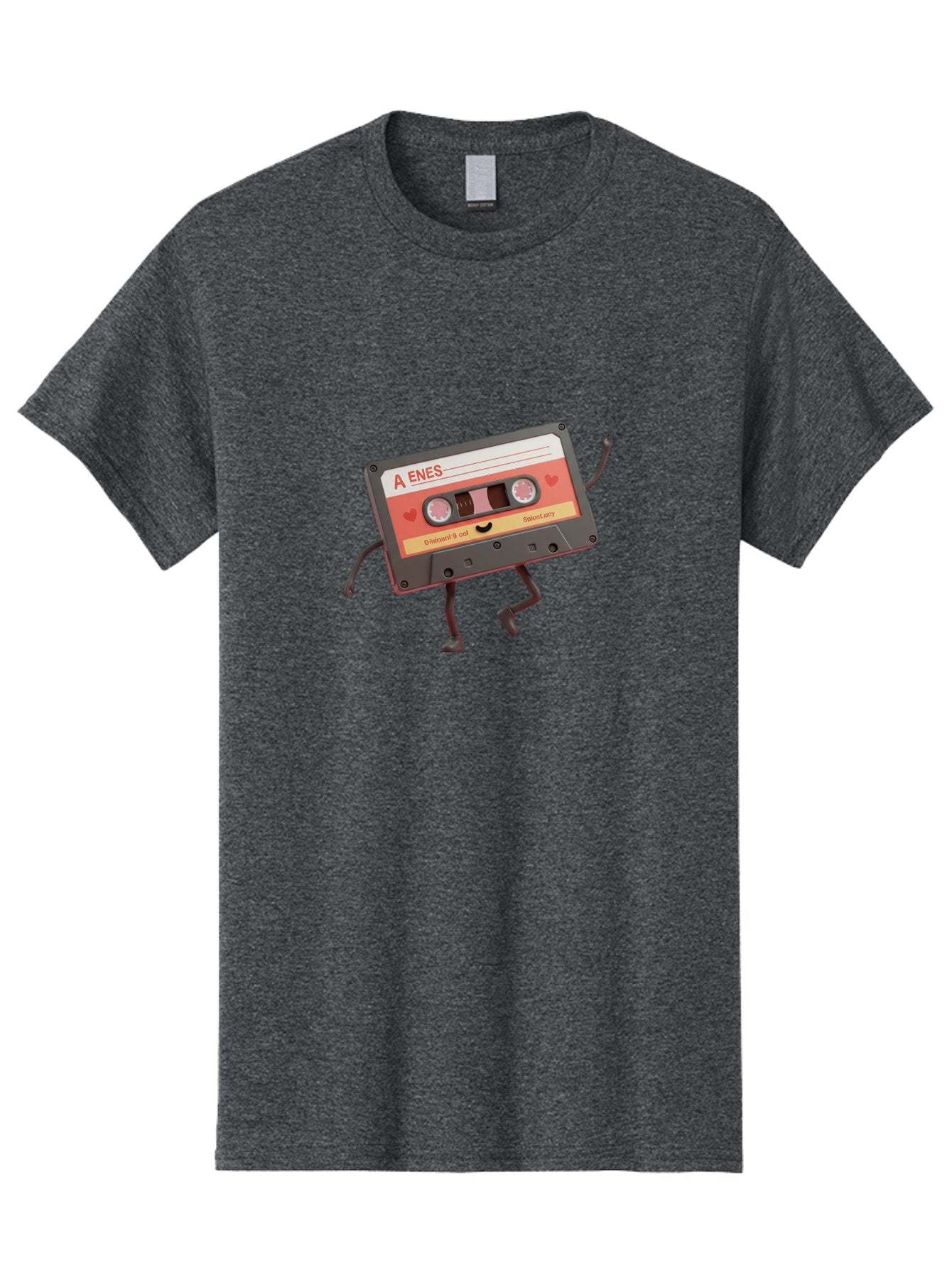 Cassette-Tape-A-Enes Men'S Graphic Tee, 100% Cotton, Comfortable Casual Summer Wear, Machine Washable, Vintage Cassette Tape, Retro Music, Nostalgic Vibes, Cartoon Character, Funny Illustration, Playful Design, A Enes Label, Cassette With Legs Baa270 10