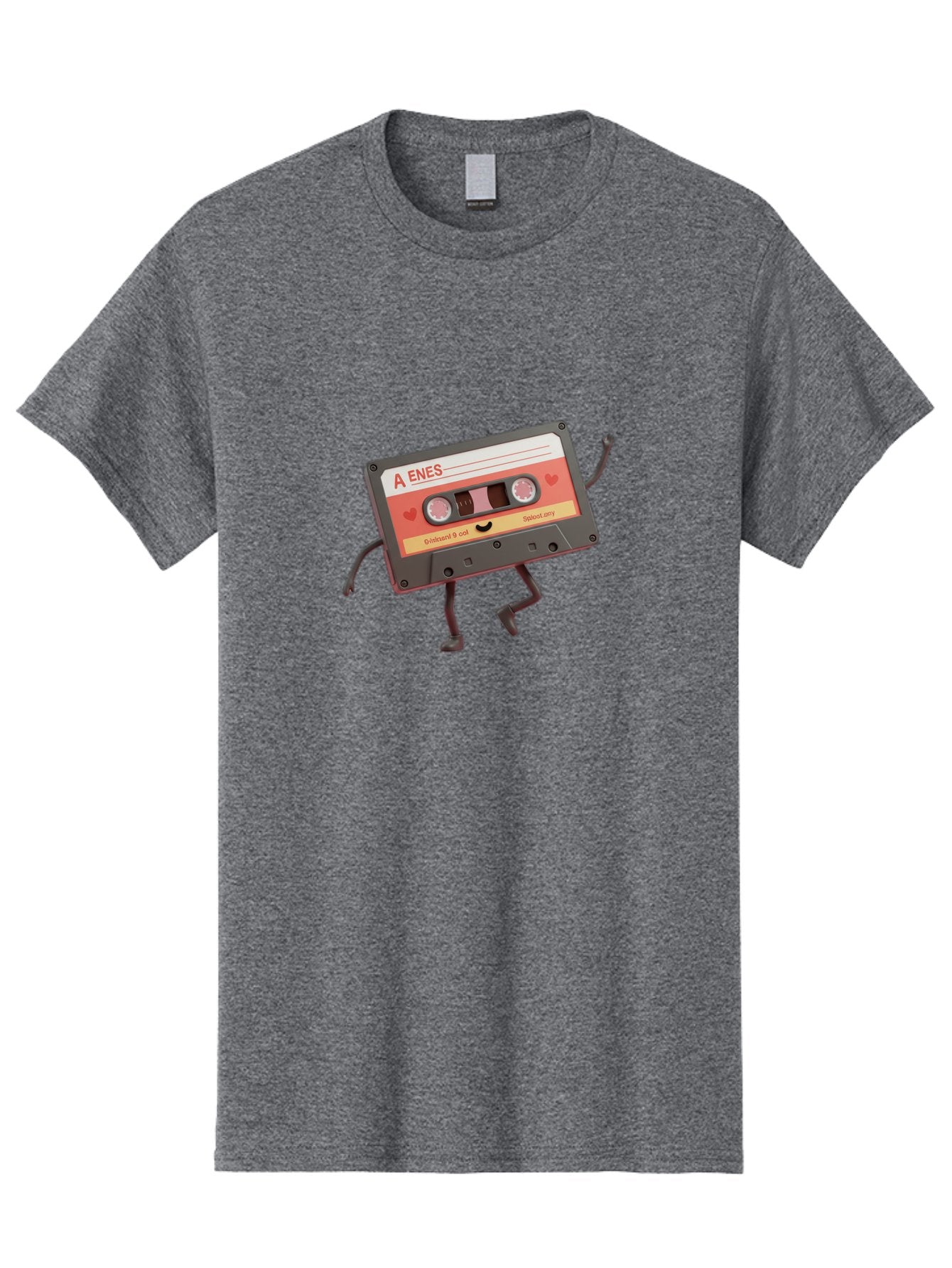 Cassette-Tape-A-Enes Men'S Graphic Tee, 100% Cotton, Comfortable Casual Summer Wear, Machine Washable, Vintage Cassette Tape, Retro Music, Nostalgic Vibes, Cartoon Character, Funny Illustration, Playful Design, A Enes Label, Cassette With Legs Baa270 6