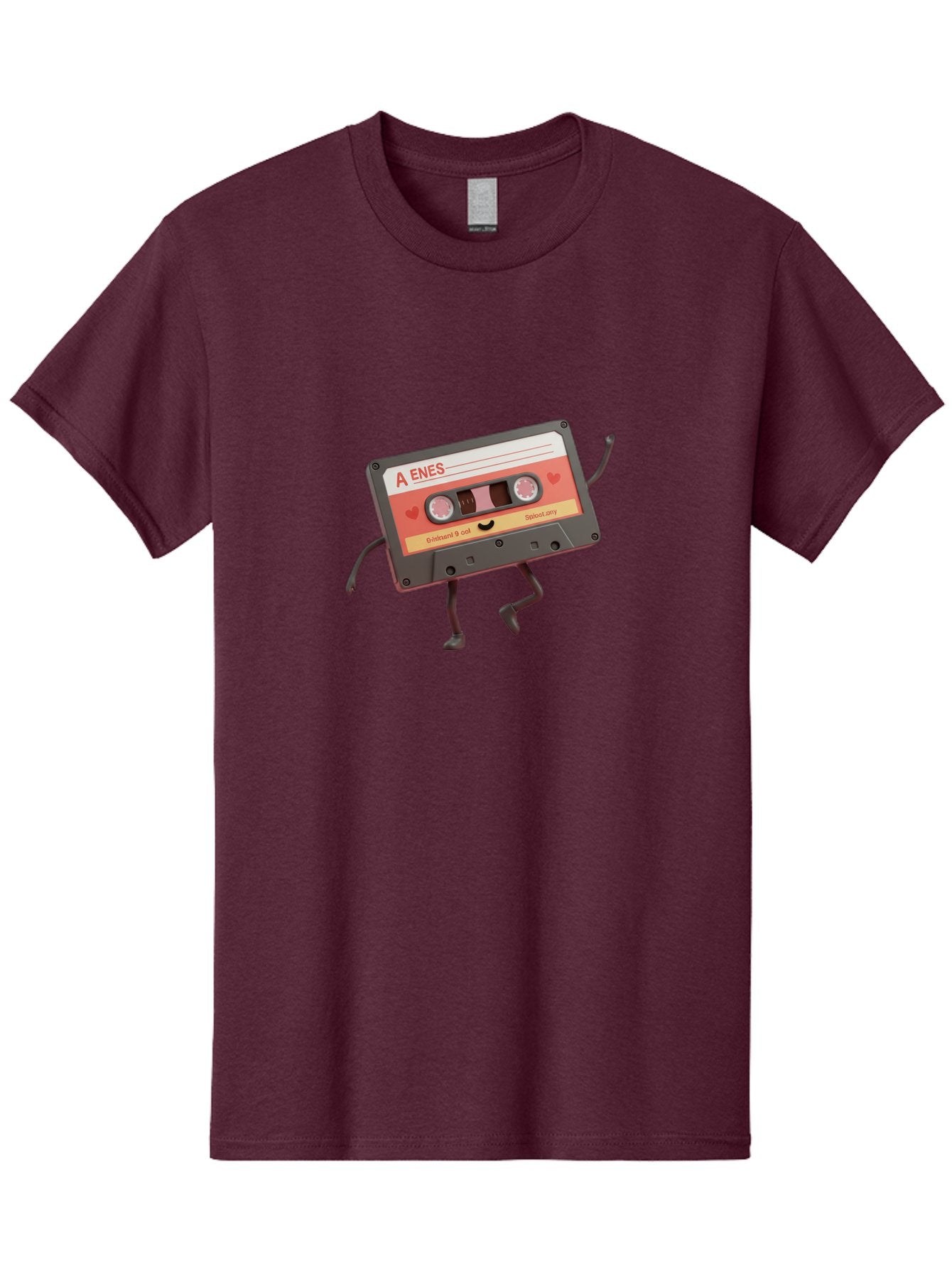 Cassette-Tape-A-Enes Men'S Graphic Tee, 100% Cotton, Comfortable Casual Summer Wear, Machine Washable, Vintage Cassette Tape, Retro Music, Nostalgic Vibes, Cartoon Character, Funny Illustration, Playful Design, A Enes Label, Cassette With Legs Baa270 13