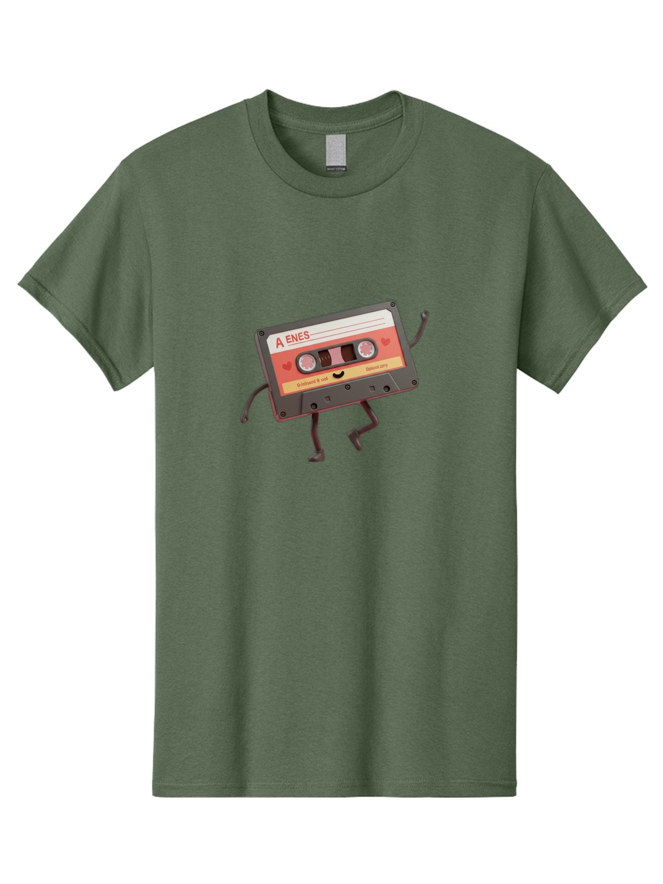 Cassette-Tape-A-Enes Men'S Graphic Tee, 100% Cotton, Comfortable Casual Summer Wear, Machine Washable, Vintage Cassette Tape, Retro Music, Nostalgic Vibes, Cartoon Character, Funny Illustration, Playful Design, A Enes Label, Cassette With Legs Baa270 15