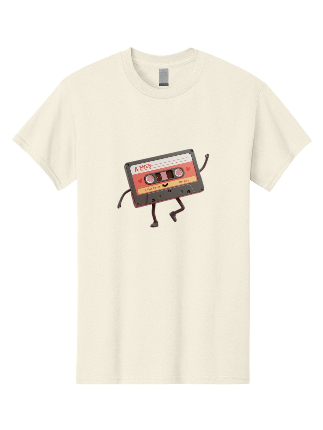 Cassette-Tape-A-Enes Men'S Graphic Tee, 100% Cotton, Comfortable Casual Summer Wear, Machine Washable, Vintage Cassette Tape, Retro Music, Nostalgic Vibes, Cartoon Character, Funny Illustration, Playful Design, A Enes Label, Cassette With Legs Baa270 12