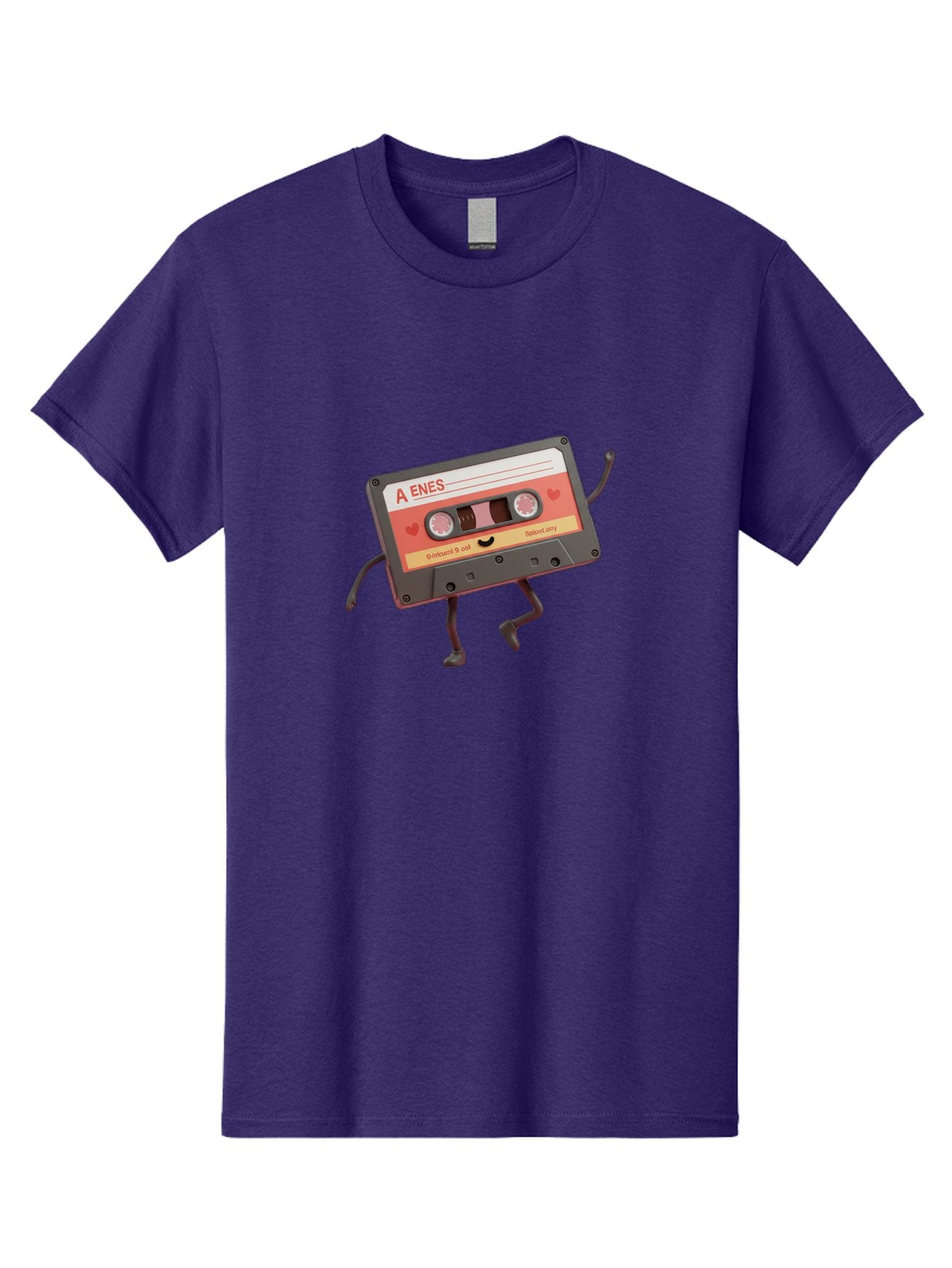 Cassette-Tape-A-Enes Men'S Graphic Tee, 100% Cotton, Comfortable Casual Summer Wear, Machine Washable, Vintage Cassette Tape, Retro Music, Nostalgic Vibes, Cartoon Character, Funny Illustration, Playful Design, A Enes Label, Cassette With Legs Baa270 5