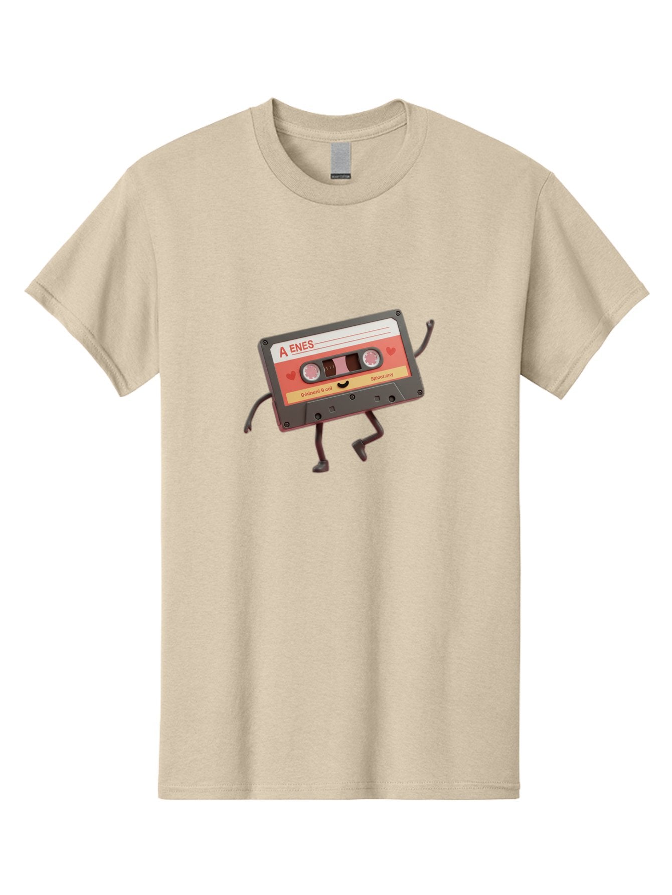 Cassette-Tape-A-Enes Men'S Graphic Tee, 100% Cotton, Comfortable Casual Summer Wear, Machine Washable, Vintage Cassette Tape, Retro Music, Nostalgic Vibes, Cartoon Character, Funny Illustration, Playful Design, A Enes Label, Cassette With Legs Baa270 8